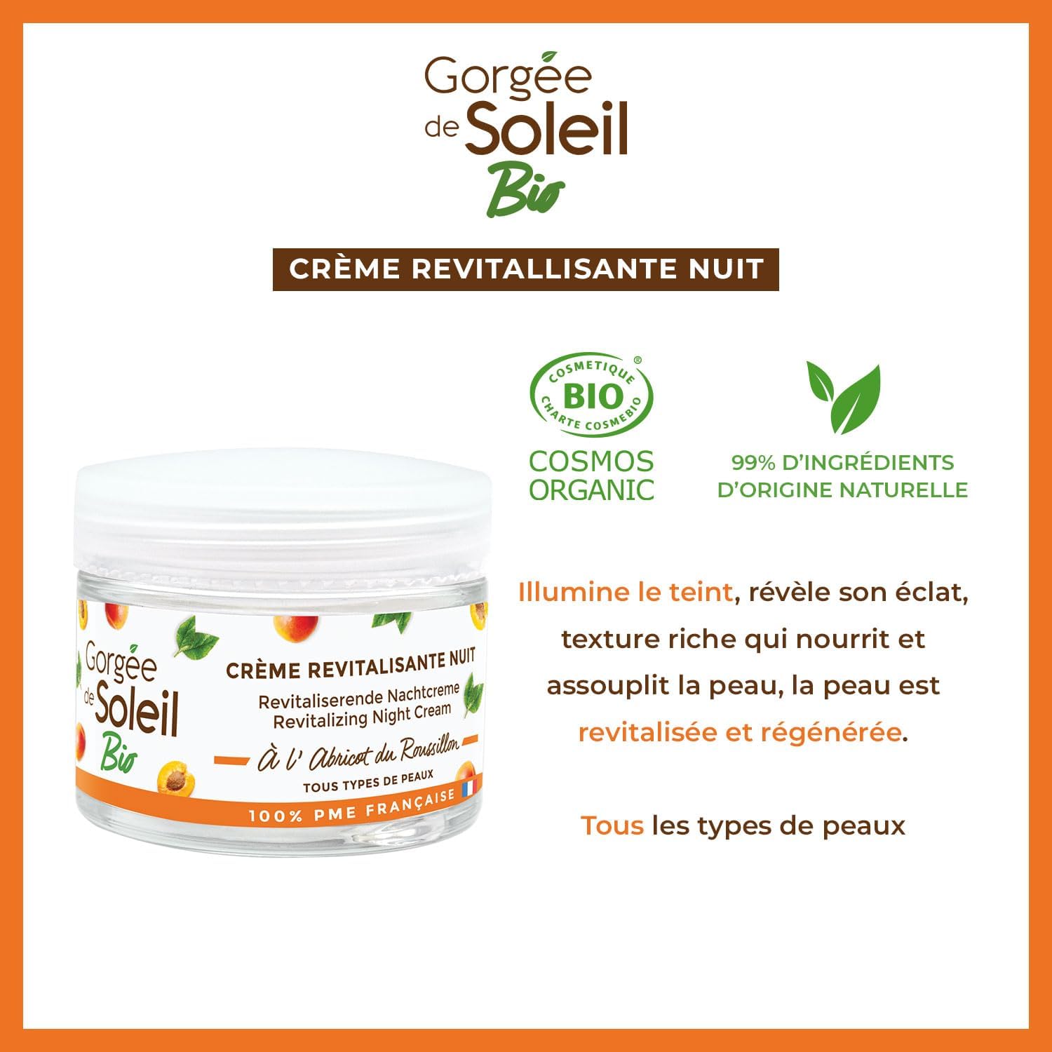 Gorgée De Soleil Crème De Nuit Revitalisante Tous Types De Peaux 50 Ml