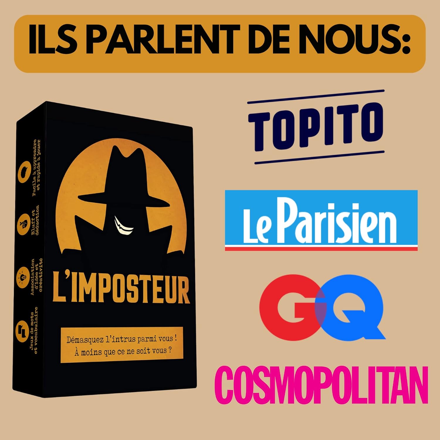 Oh Happy Games - L'Imposteur - Saurez-Vous Le démasquer ? Bluff, Créativité, Jeux de Mots et Suspicions ! Jeu d'ambiance