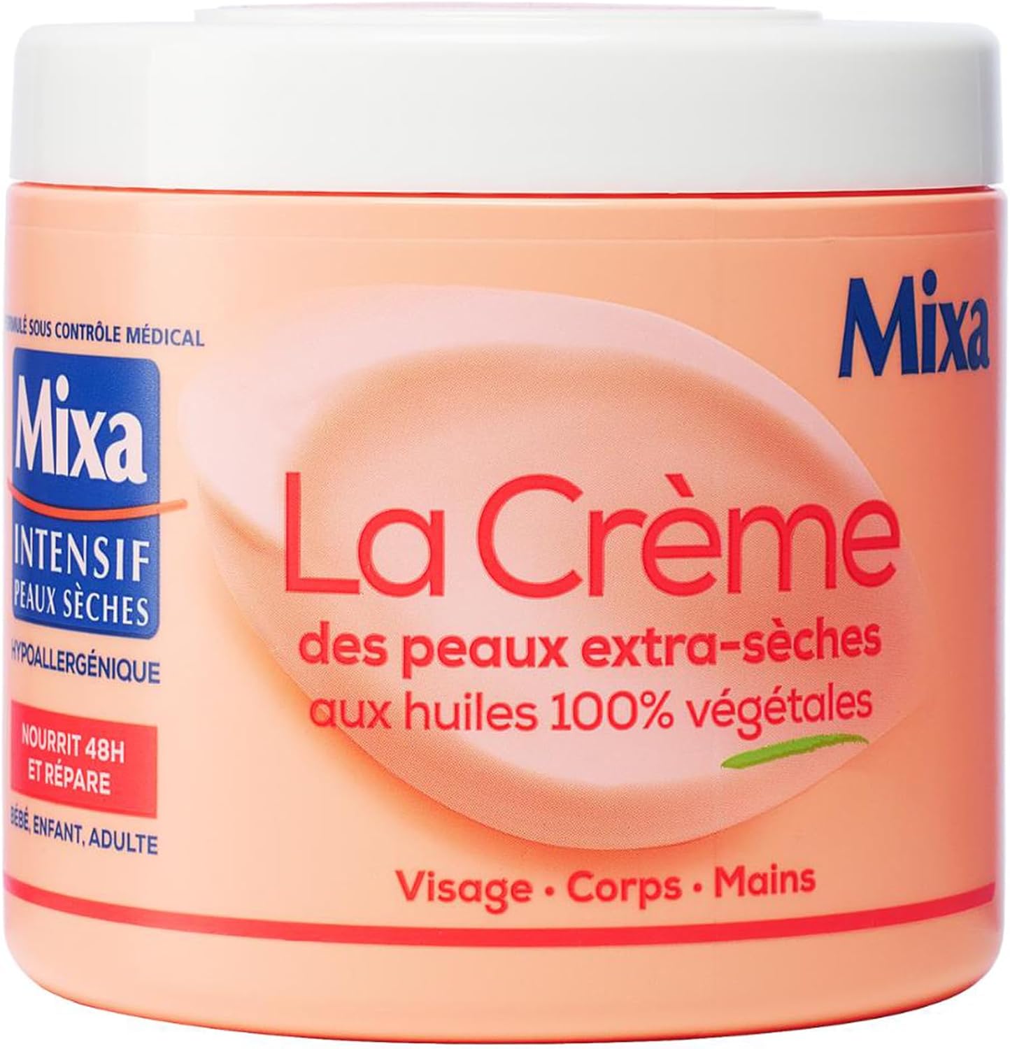 Mixa  La crème pour peaux très sèches et ternes - Pénétration Rapide - Hypoallergénique - Pot 400 ml