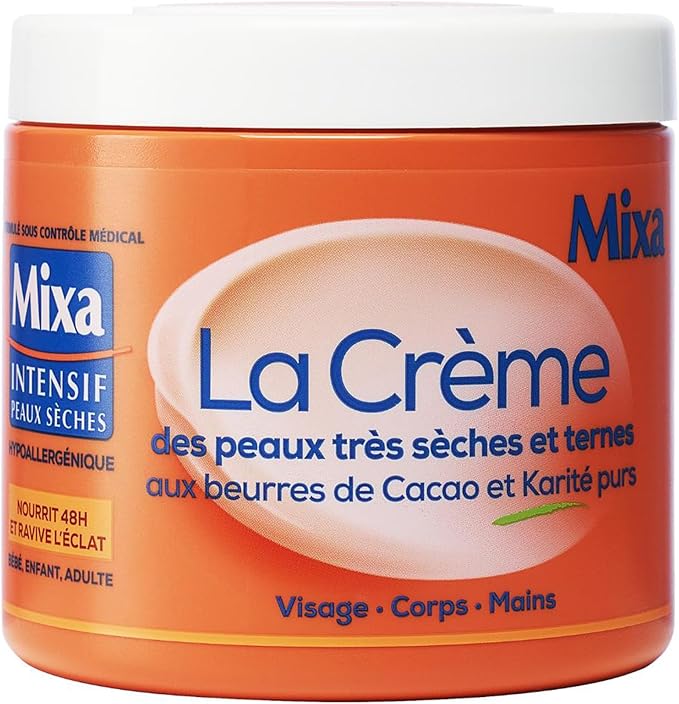 Mixa  La crème pour peaux très sèches et ternes - Pénétration Rapide - Hypoallergénique - Pot 400 ml