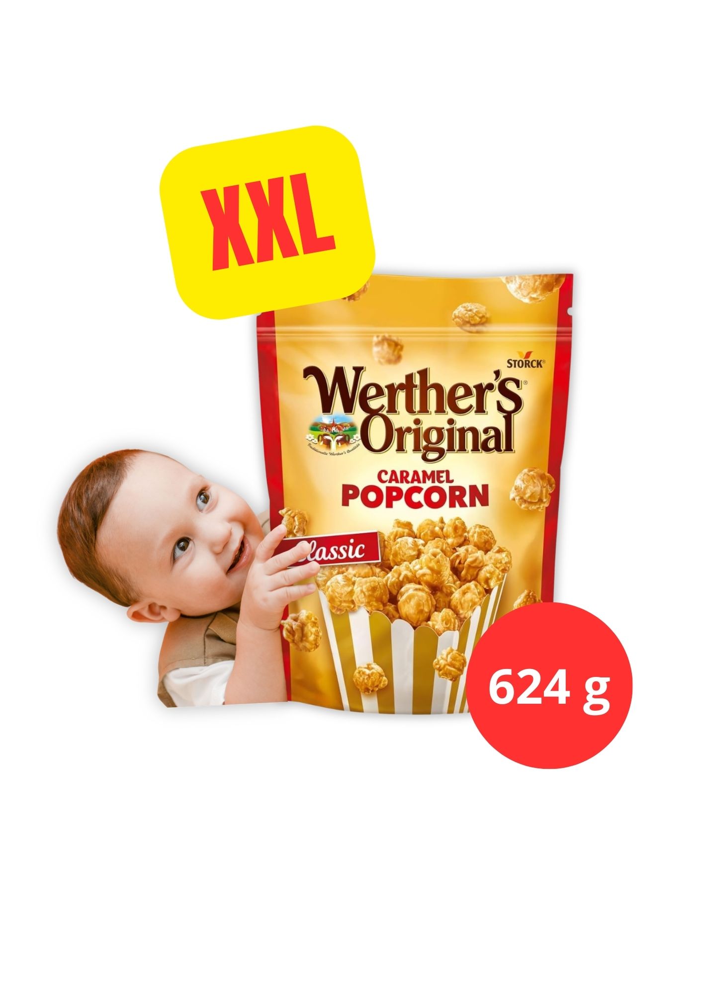 Werther's Original - Popcorn Classic Germany Storck Original - Popcorn enrobé de caramel crémeux XXL - 624 g -