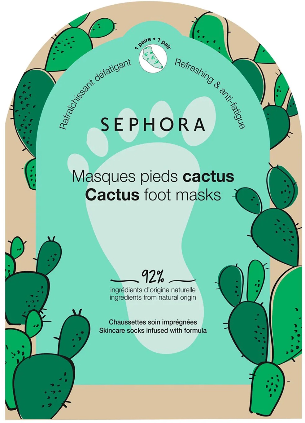 SEPHORA - Masques pieds cactus - Foot mask + chaussettes soin incluses