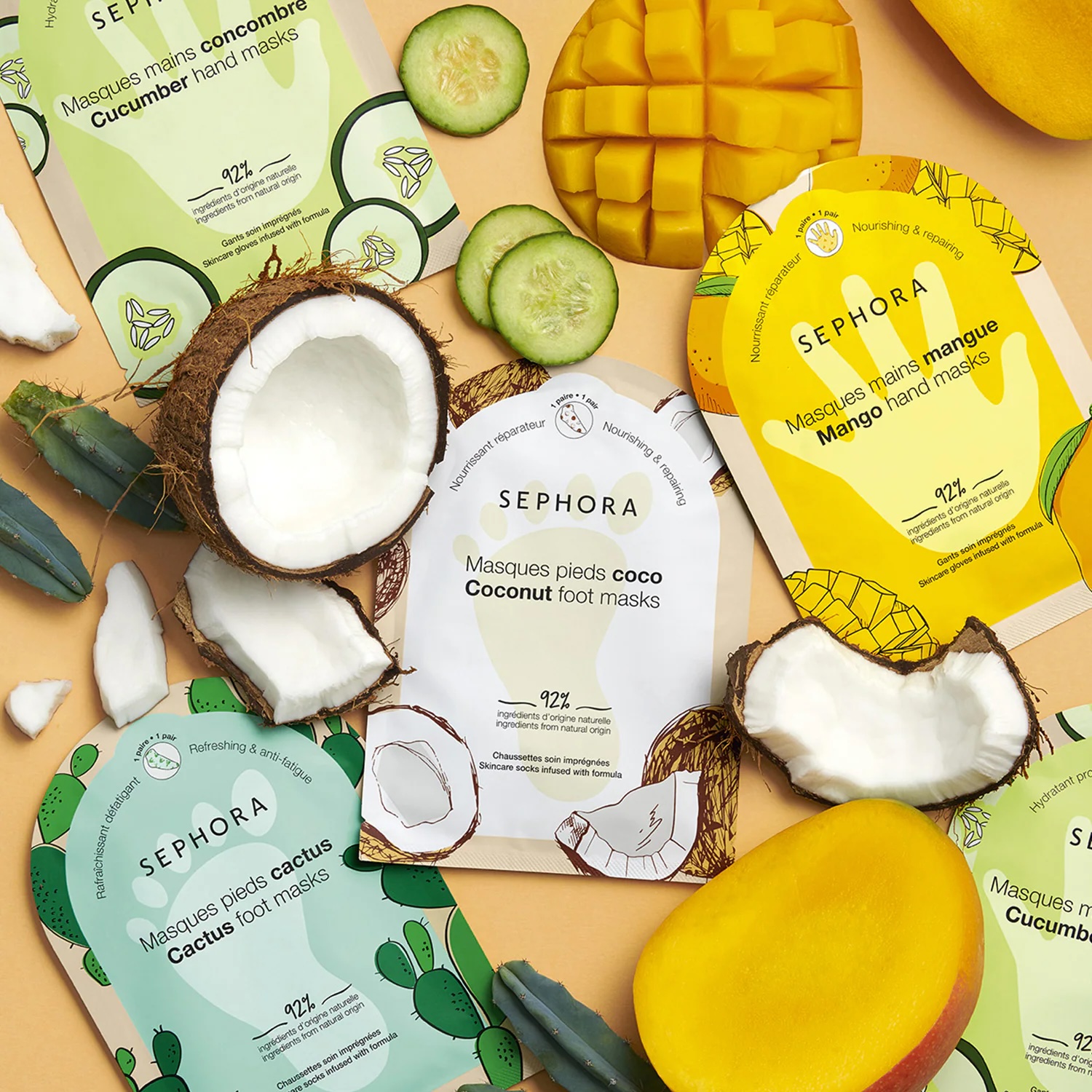 SEPHORA - Masques pieds cactus - Foot mask + chaussettes soin incluses 