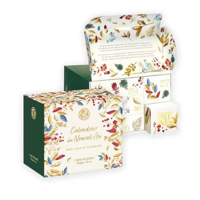 YVES ROCHER Calendrier du Nouvel An - lot de 7 produits - 1 mascara - 1 crayon khôl - 1 fard à paupières - 2 vernis - 2 rouge à lèvre