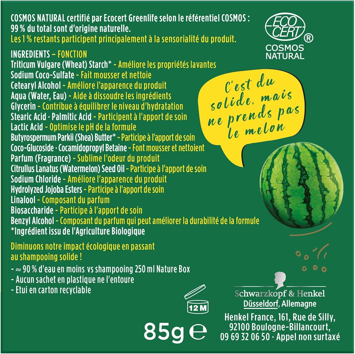 Nature Box Shampoing Solide Usage Quotidien au Beurre de Karité Bio– 85 g