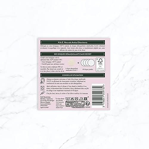 N.A.E. 4 Disques démaquillants Lavables Visage - Cotons réutilisables - 100% Coton Biologique