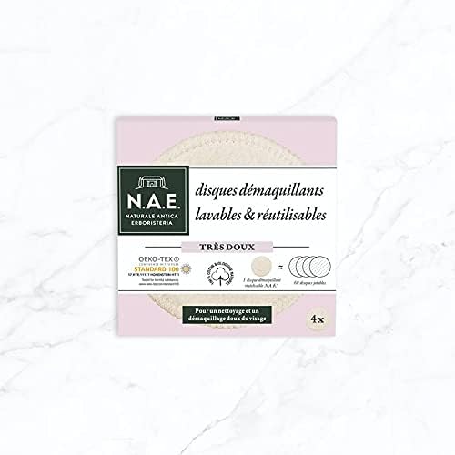 N.A.E. 4 Disques démaquillants Lavables Visage - Cotons réutilisables - 100% Coton Biologique