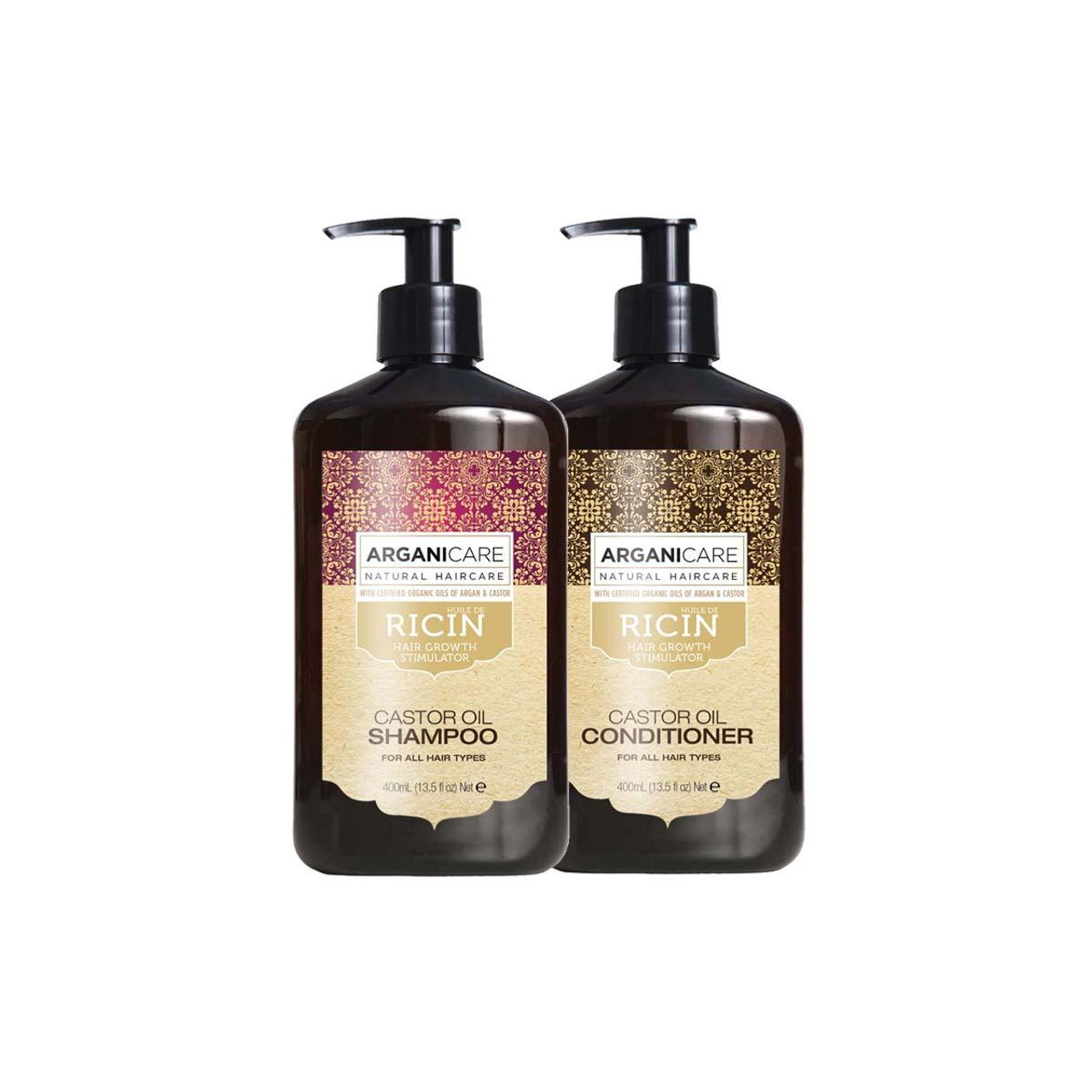 ARGANICARE - Coffret Shampooing + Après-shampooing Ricin - 400 ml + 400 ml
