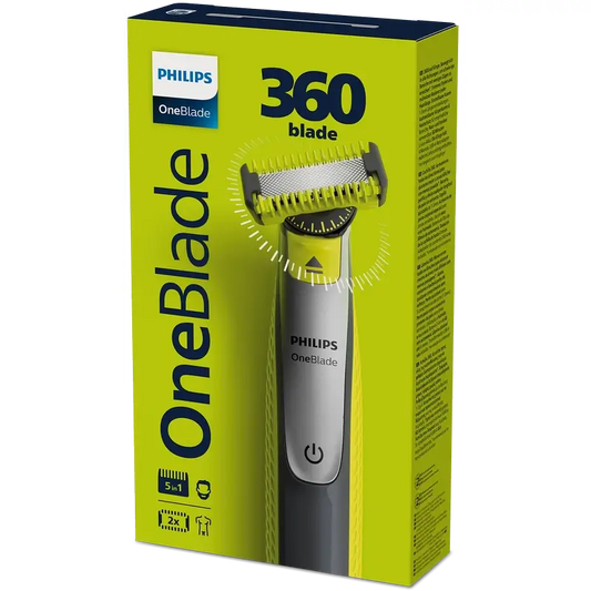 PHILIPS - Oneblade 360 Shaver - Tondeuse et rasoir à barbe électrique - 3x peignes à barbe 