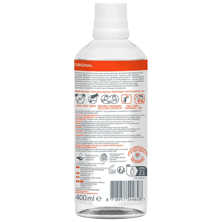 ELMEX - Bain de Bouche Anti-Caries / Original - Flacon de 400 ml - Solution Dentaire elmex