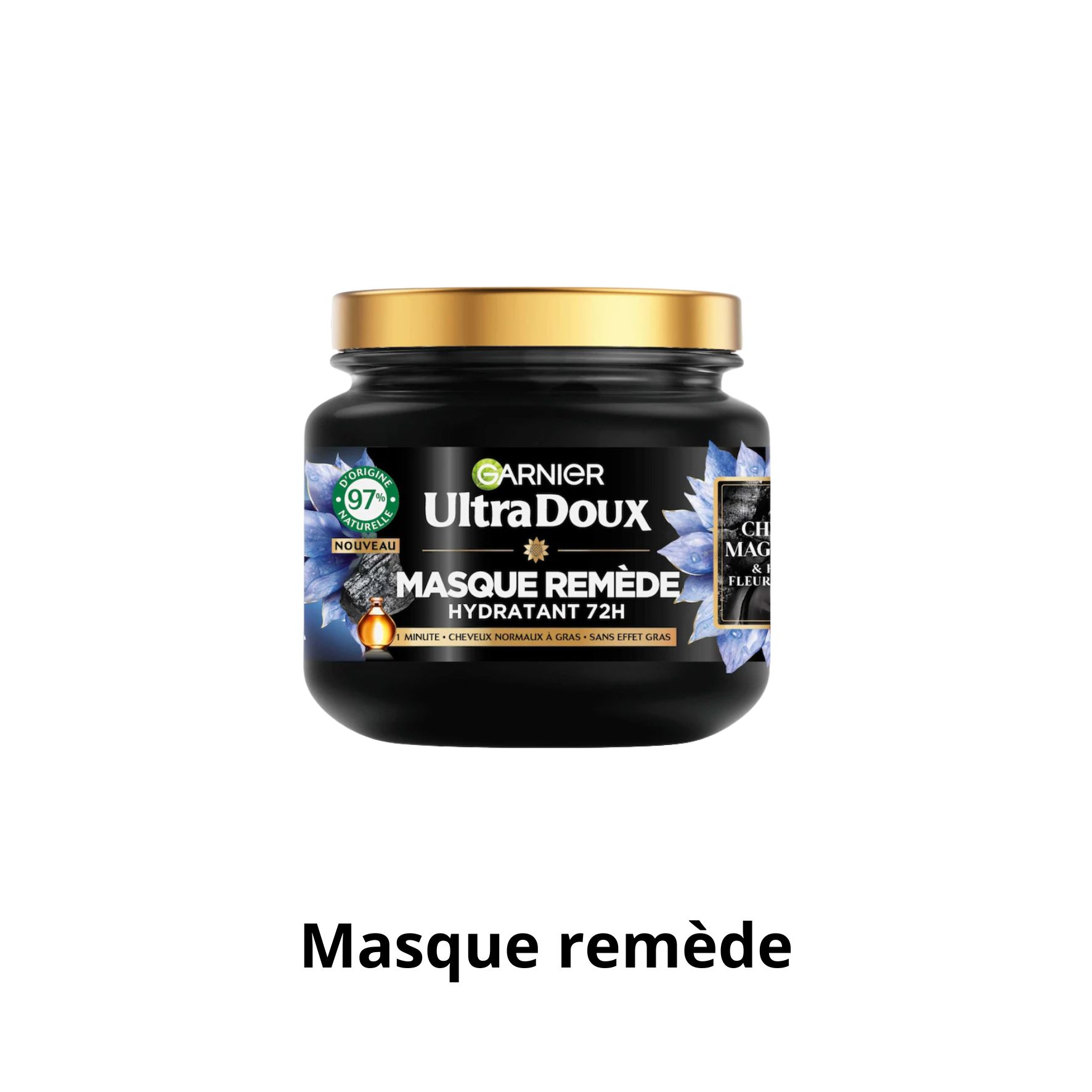 Garnier Ultra Doux Coffret Routine Charbon Magnétique & Huile de Fleur de Nigelle – Shampooing, Après-shampooing & Masque – Cheveux normaux à gras