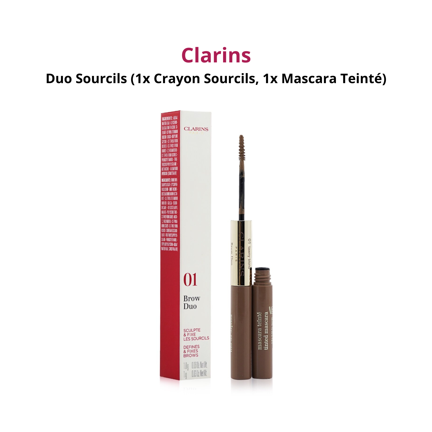 Clarins - Duo Sourcils - Brow DUO 01 Tawny Blond - Définit sculpte et Fixe les sourcils