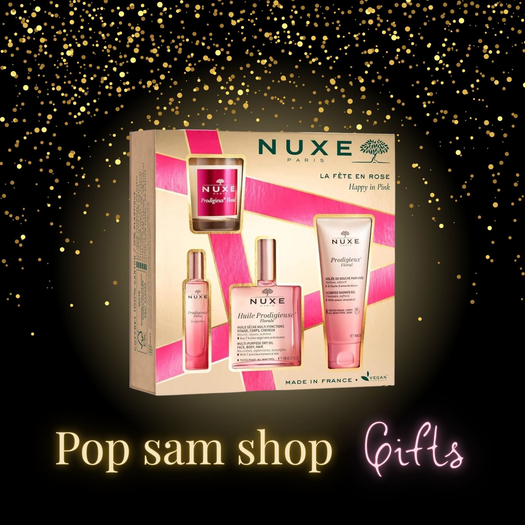 Nuxe coffret « La Fête en Rose » – Huile Prodigieuse Florale 100 ml + Parfum 15 ml + Gelée de Douche 100 ml + Bougie d’intérieur 70g