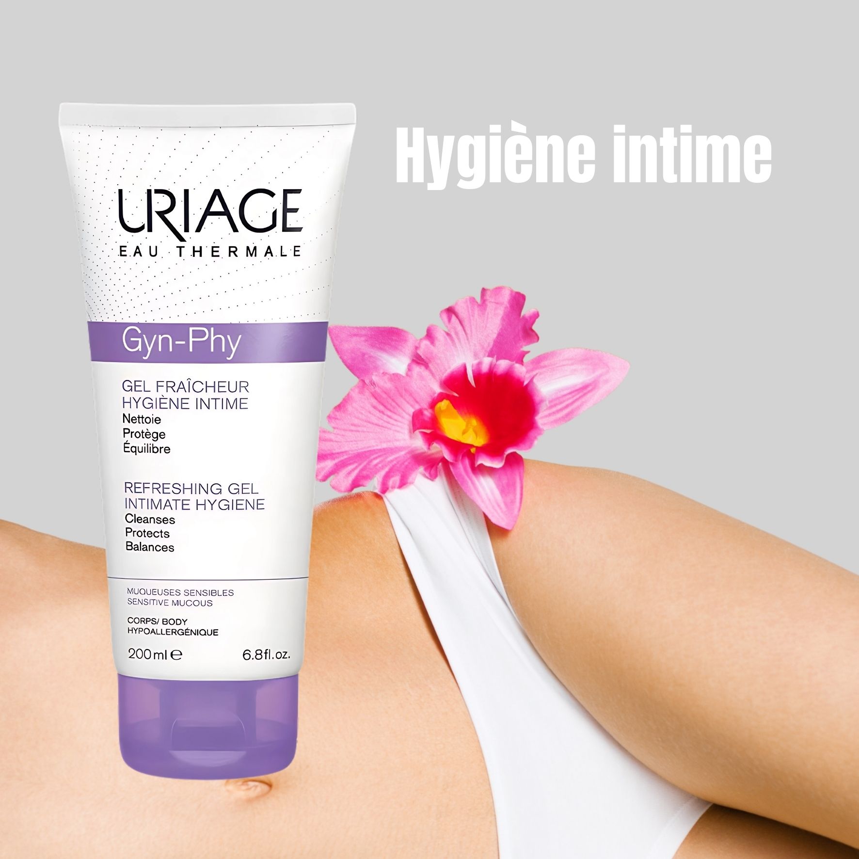 Uriage Gyn-Phy Gel Fraîcheur Hygiène Intime 200 ml – Gel moussant doux, pH physiologique, flore apaisée