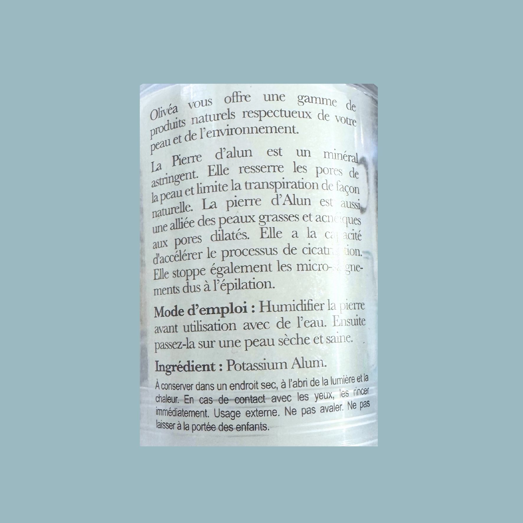 Olivéa Déodorant Stick Unisexe à la Pierre d’Alun – 60 g déodorant à la pierre d'alun
