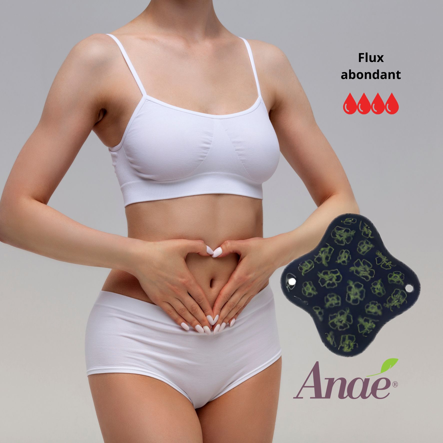 Anaé – Serviettes périodiques lavables en coton bio – Flux abondant - paquet de 2