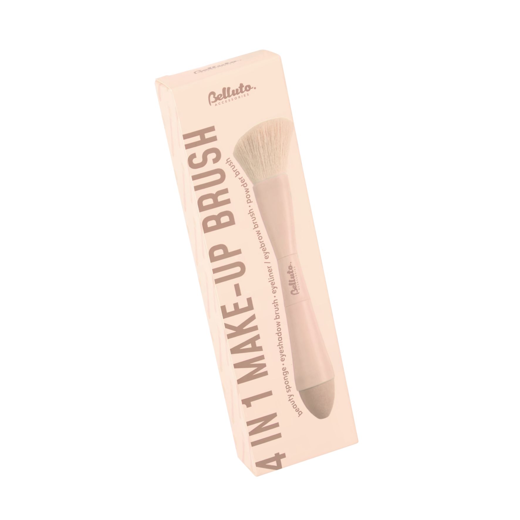 Pinceau Maquillage 4-en-1 Belluto Accessories – Poudre, Eyeliner, Ombre à paupières & Éponge – Compact et nomade
