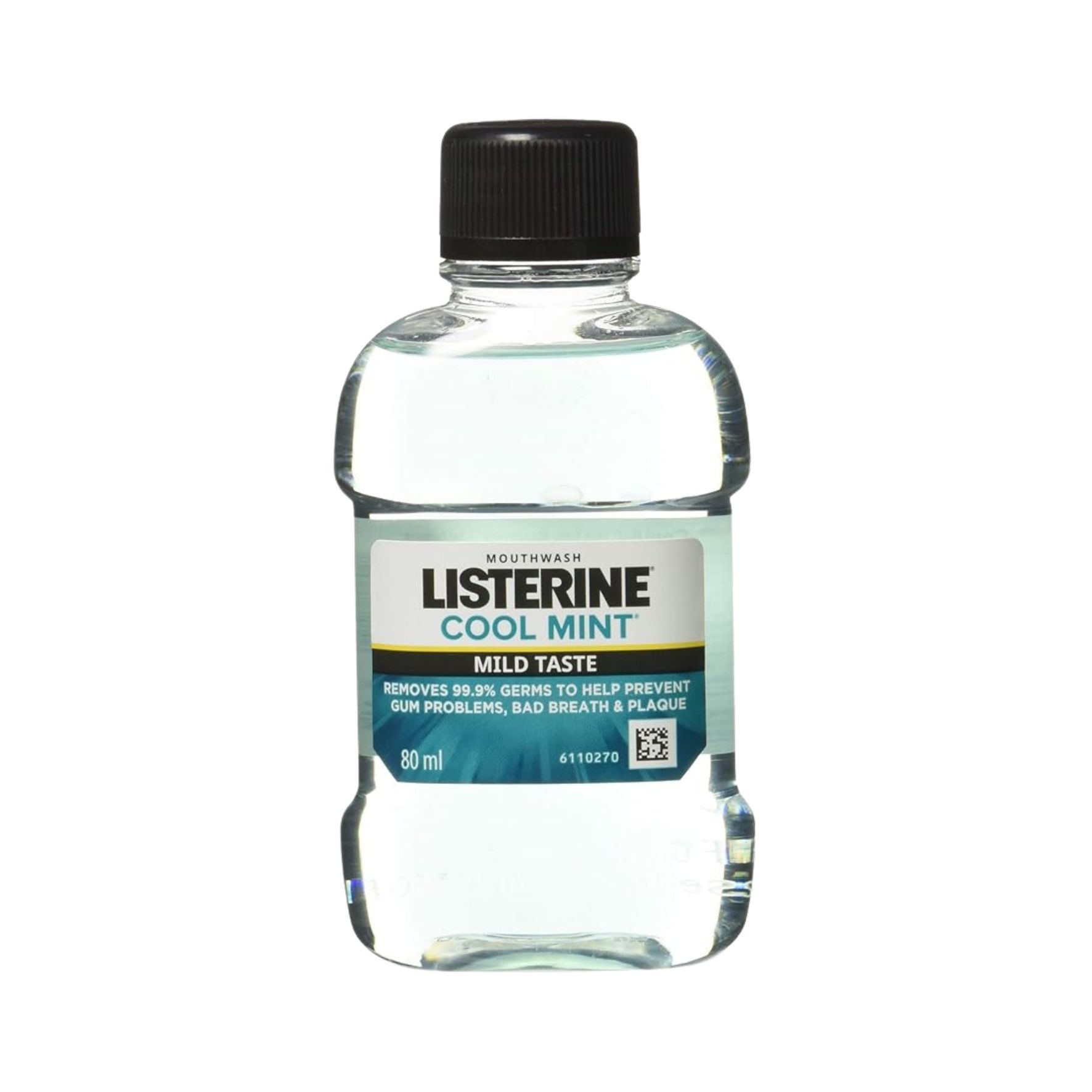 Listerine Cool Mint – Bain de Bouche Mild Taste 80 ml – Format Voyage