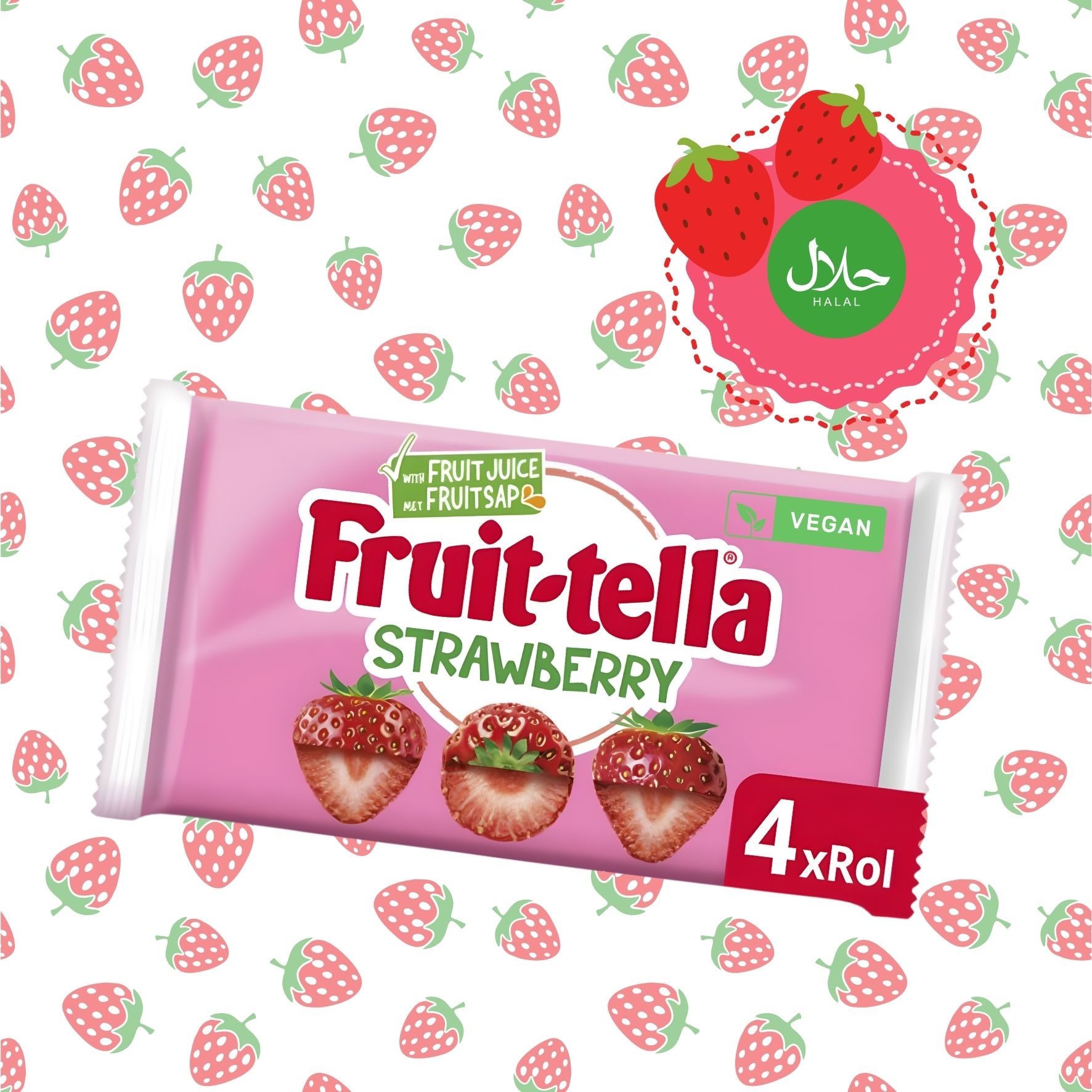 Fruit-tella Strawberry Flavoured Chew Candy 3 X 41g - Fruitella fraise