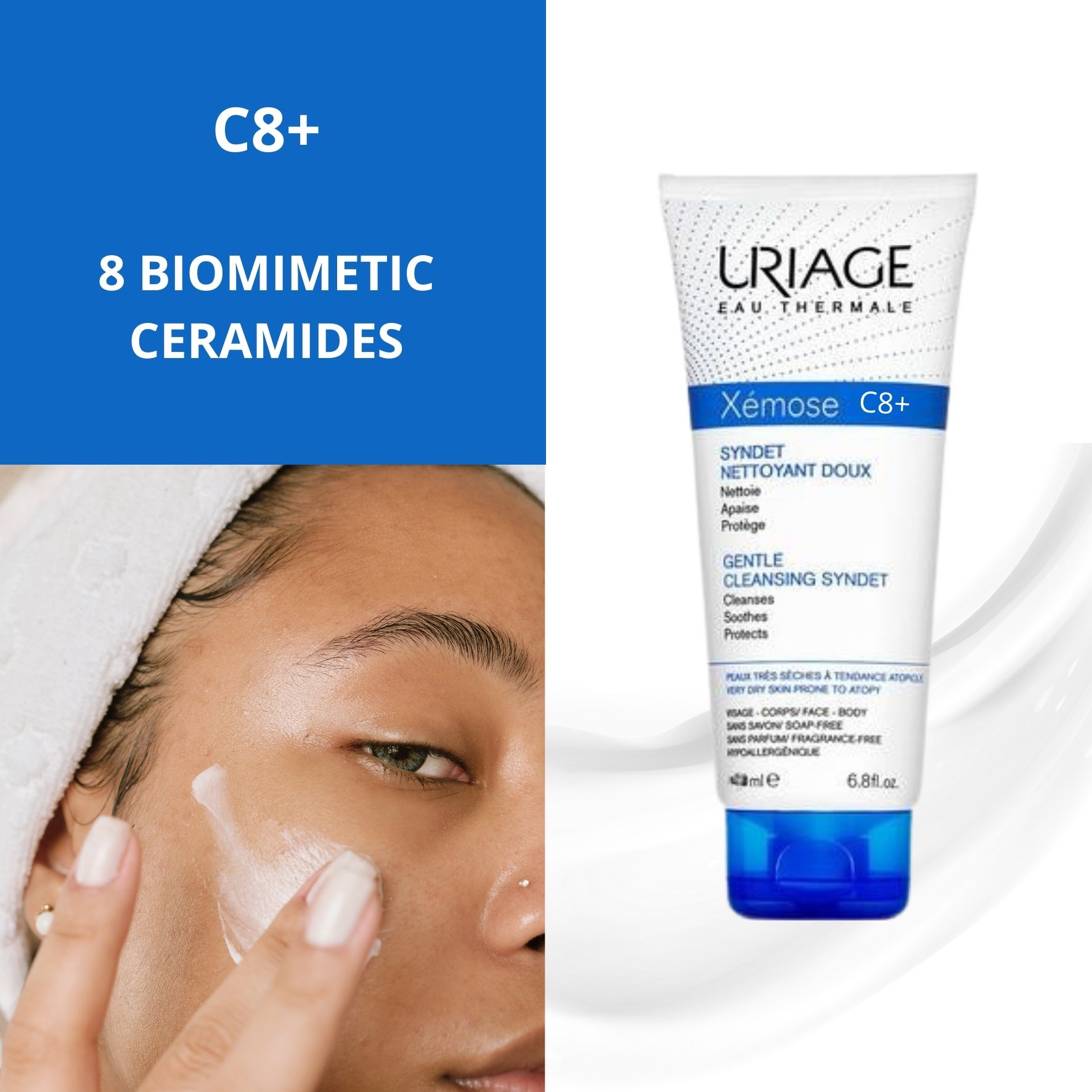 Uriage Xémose Crème Visage C8+ – 40 ml - Peaux sèches à très sèches – Hydratation 24h