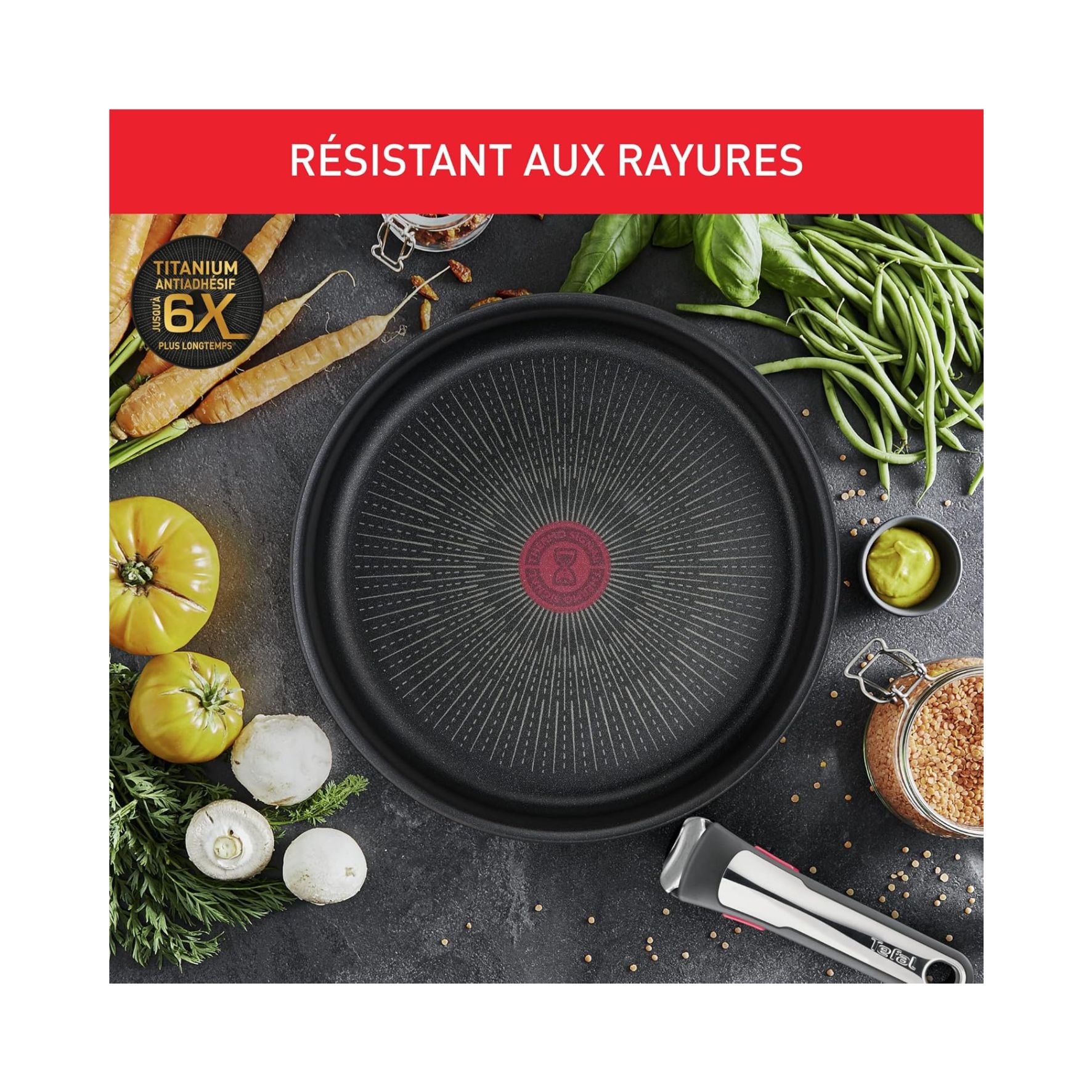 Tefal Ingenio – Lot de 2 Poêles + Poignée Amovible – Induction – Revêtement Antiadhésif