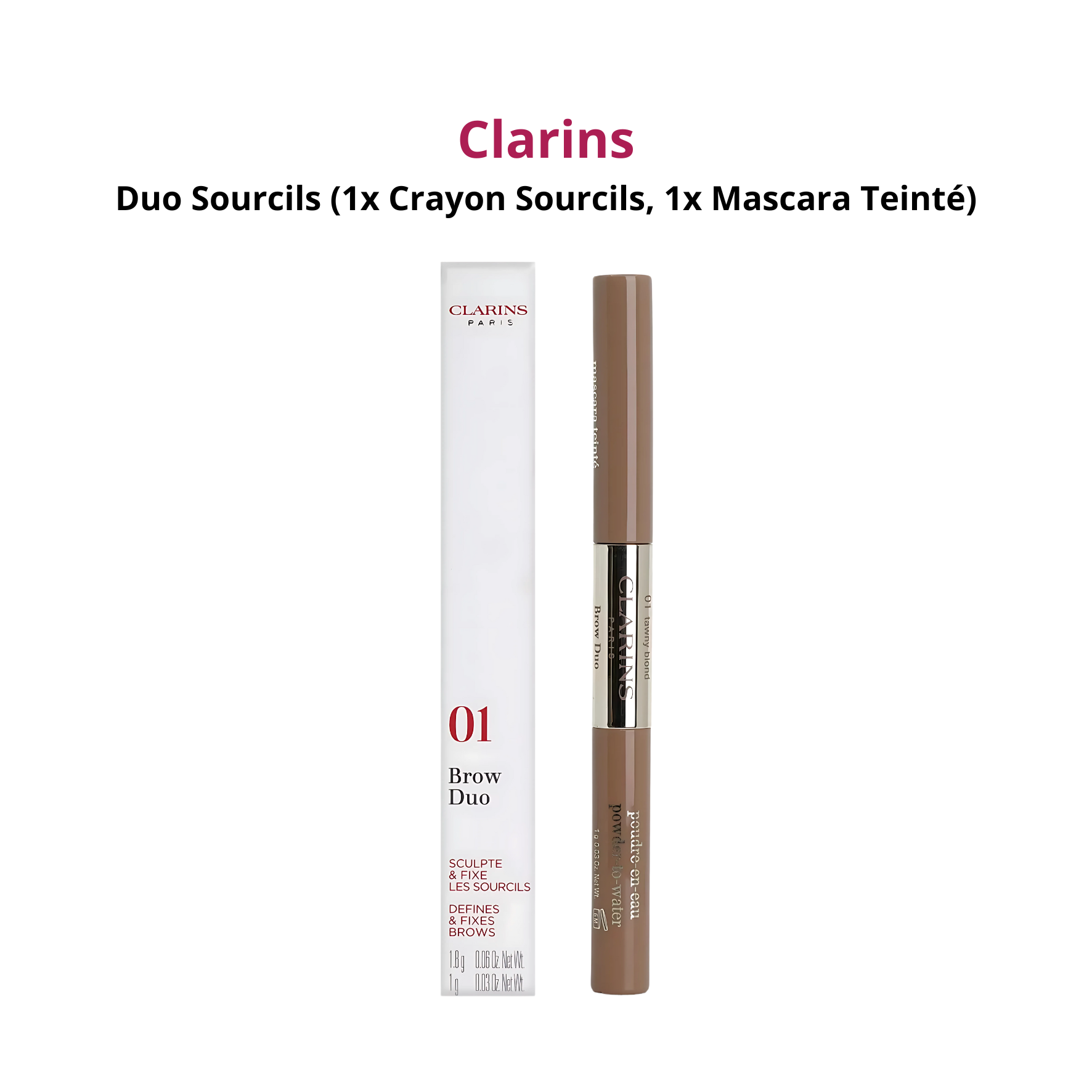 Clarins - Duo Sourcils - Brow DUO 01 Tawny Blond - Définit sculpte et Fixe les sourcils