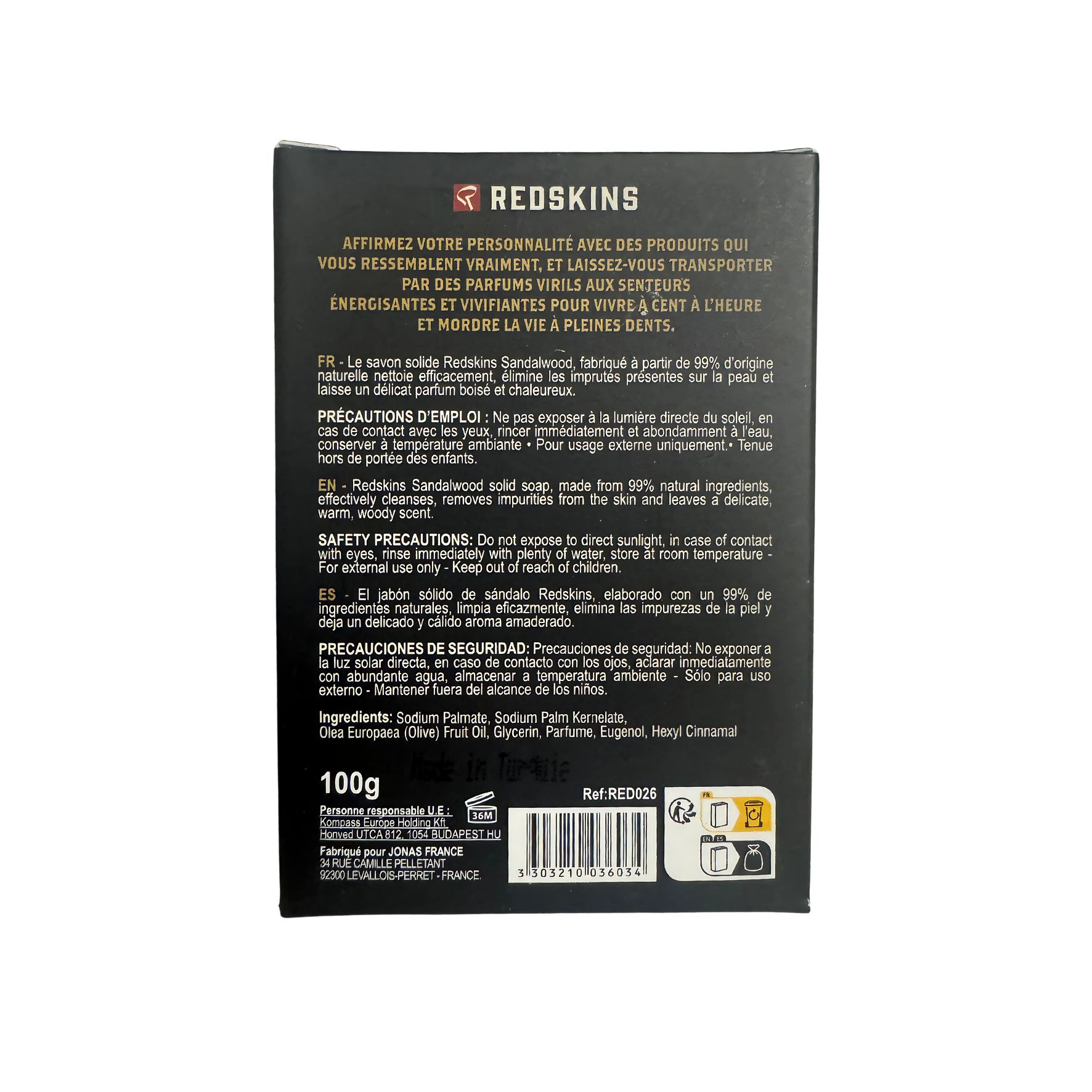 Redskins Savon Barbe & Corps - 3 parfums – 100 g - avec 99% d’ingrédients d’origine naturelle