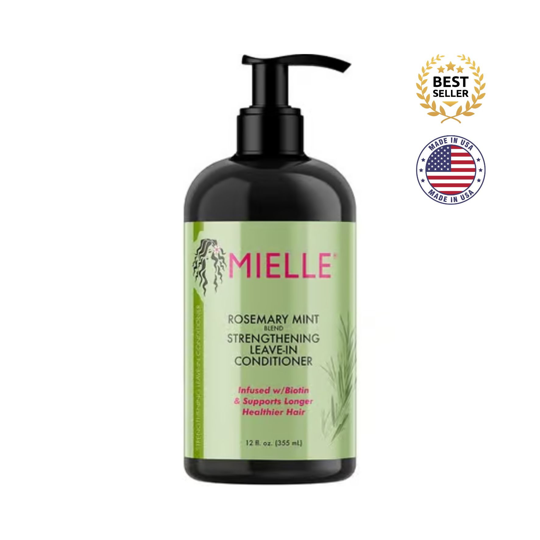 MIELLE – Coffret Fortifiant Romarin & Menthe  Shampooing 355 ml + Huile Fortifiante Cuir Chevelu et Cheveux 59 ml – Coffret Cadeau