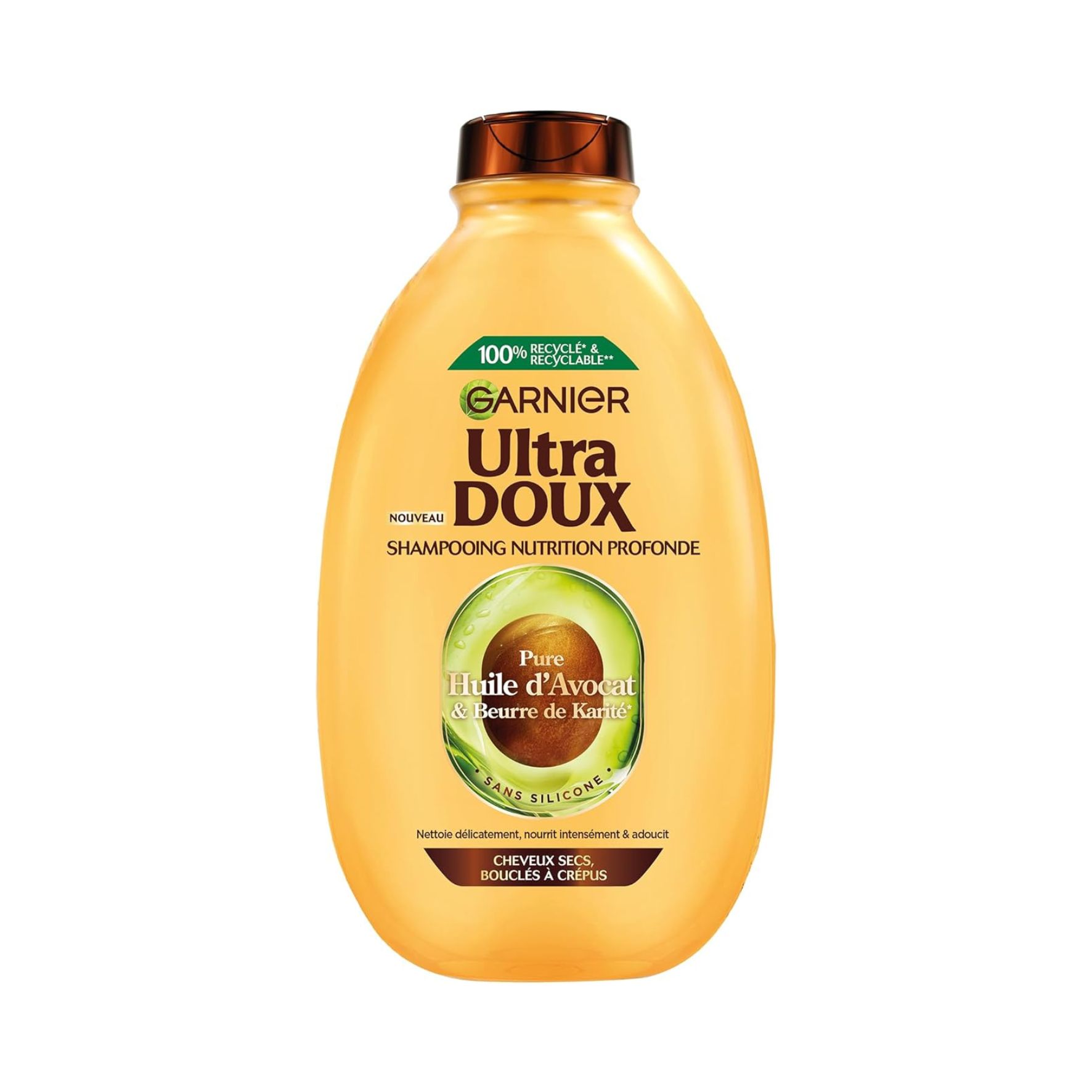 Garnier Ultra Doux Shampooing – Huile d’Avocat & Beurre de Karité 300 ml – Nutrition intense cheveux secs, bouclés à crépus