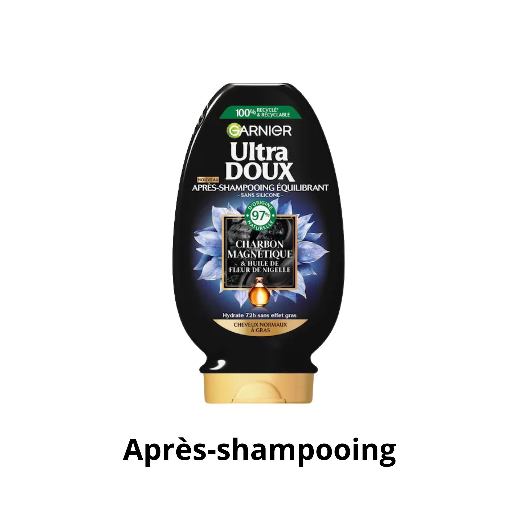 Garnier Ultra Doux Coffret Routine Charbon Magnétique & Huile de Fleur de Nigelle – Shampooing, Après-shampooing & Masque – Cheveux normaux à gras