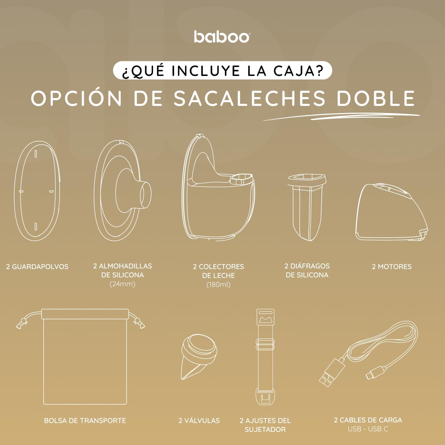 Baboo S32 - Tire-lait électrique mains libres  - Double - écran LCD - 9 niveaux de succion et 4 modes d'usage - Auto stop 20 minutes