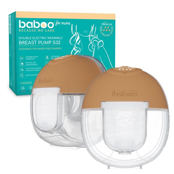 Baboo S32 - Tire-lait électrique mains libres  - Double - écran LCD - 9 niveaux de succion et 4 modes d'usage - Auto stop 20 minutes