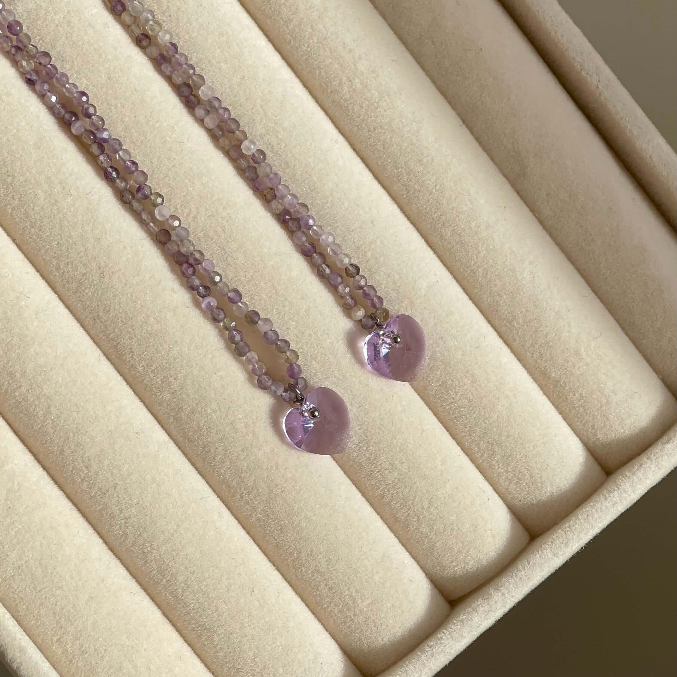 Ametisto vėrinys su širdele, 2 mm