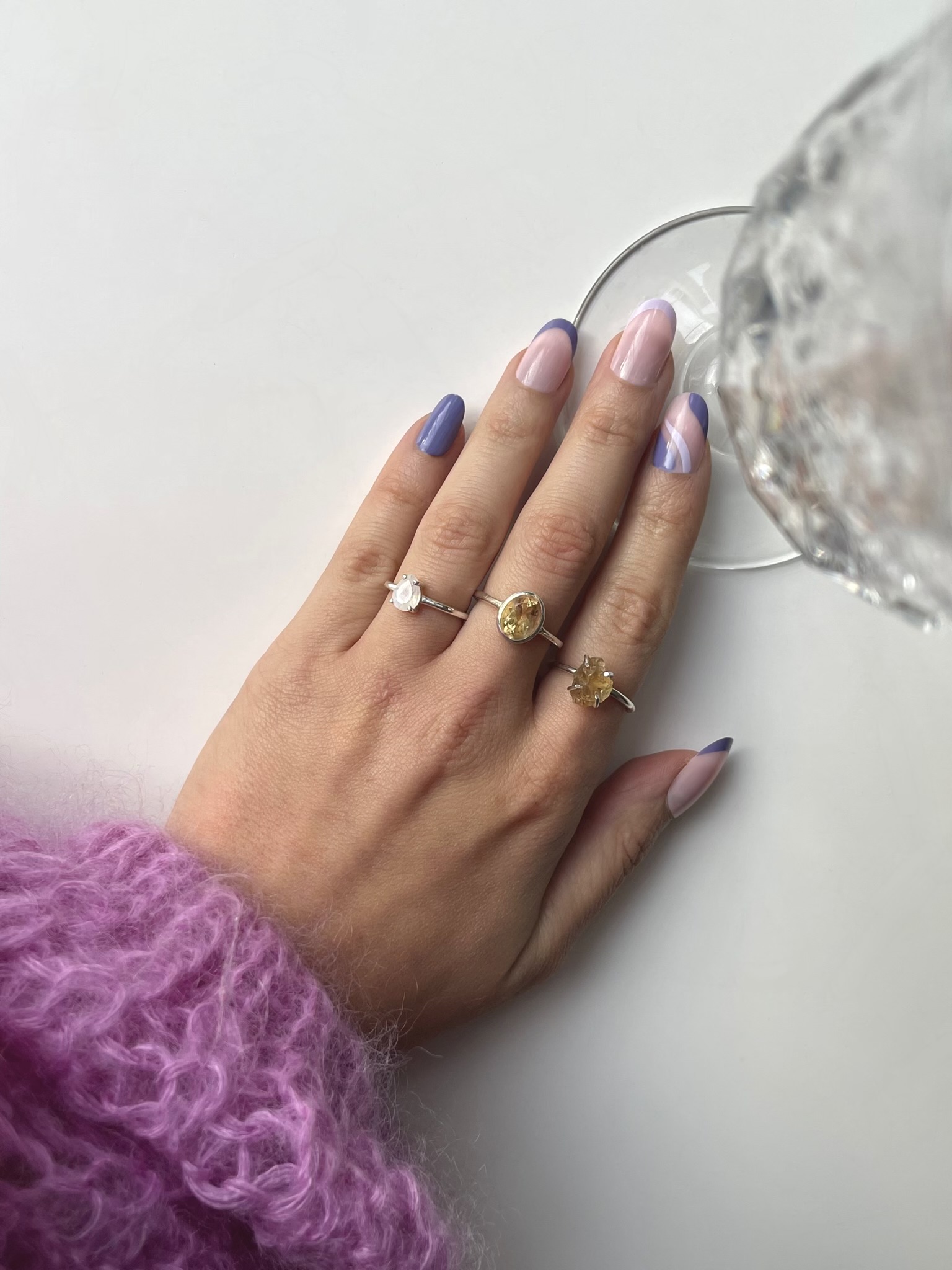 Žiedas su citrinu, 7 dydis (17.3 mm)