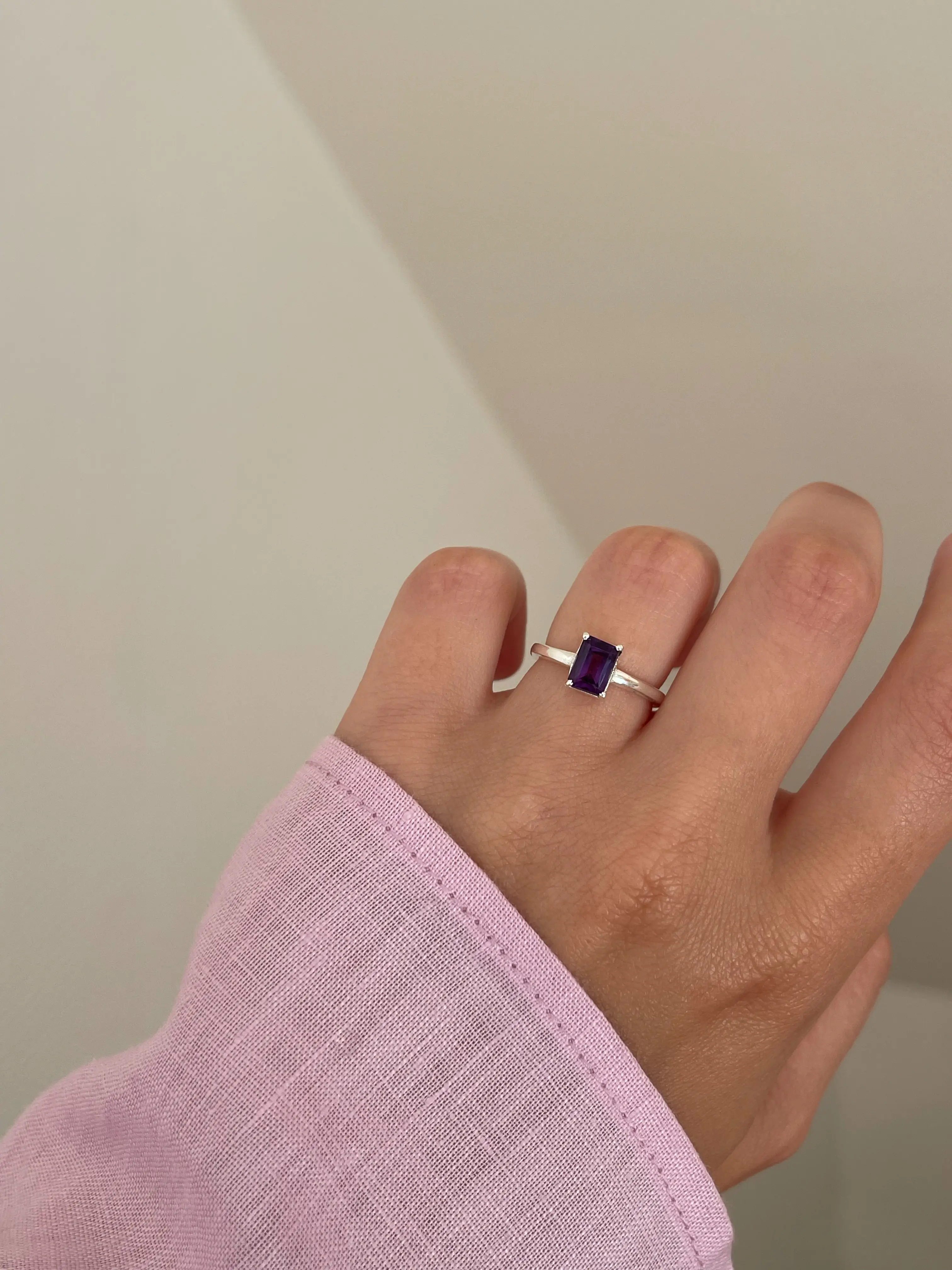 Sidabrinis žiedas su ametistu, 6 dydis (16.5 mm)