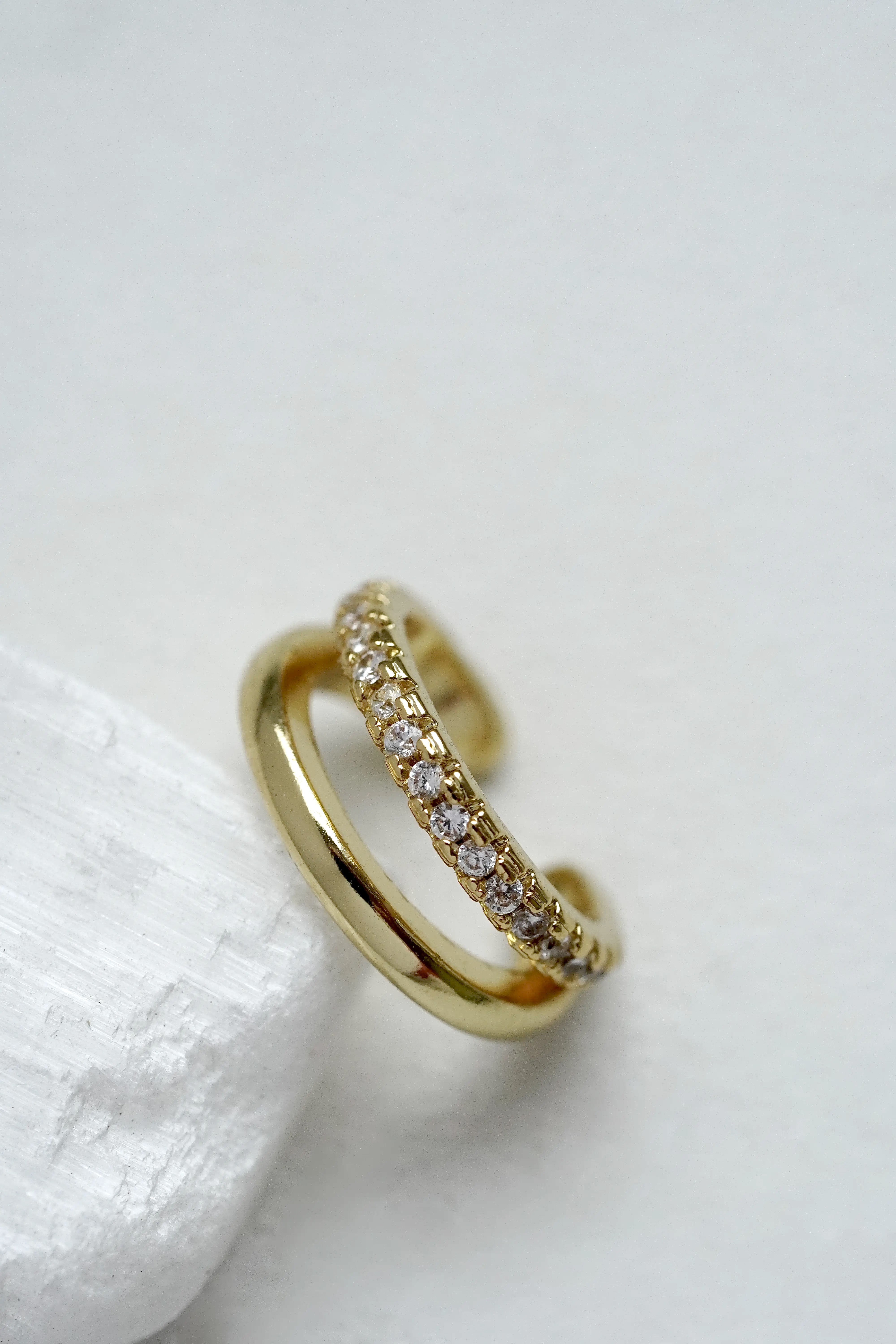 Paauksuotas dvigubas ear cuff