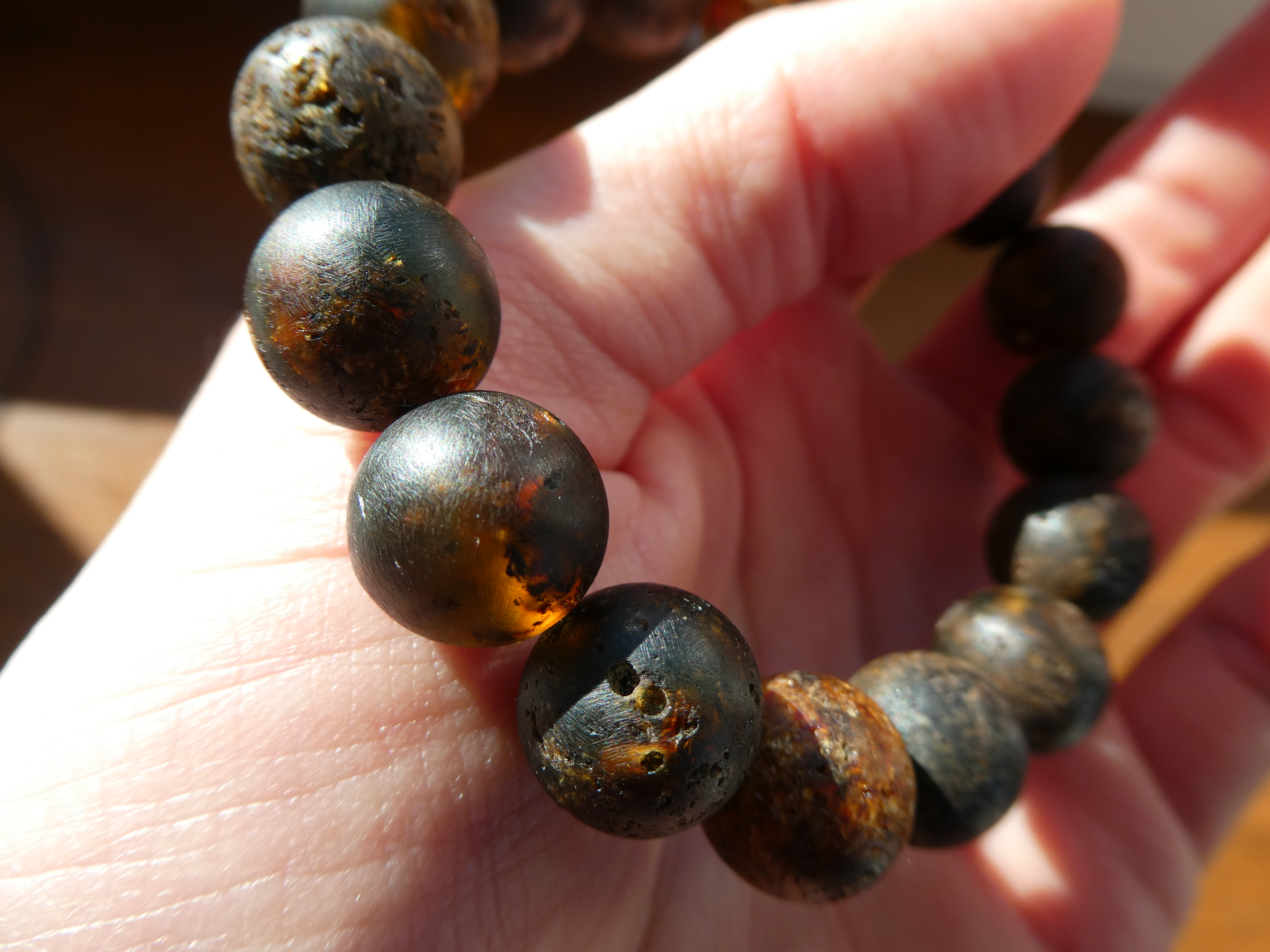 ANCIENT MAGIC Rough Polished Natural Dark Baltic Amber Bracelet