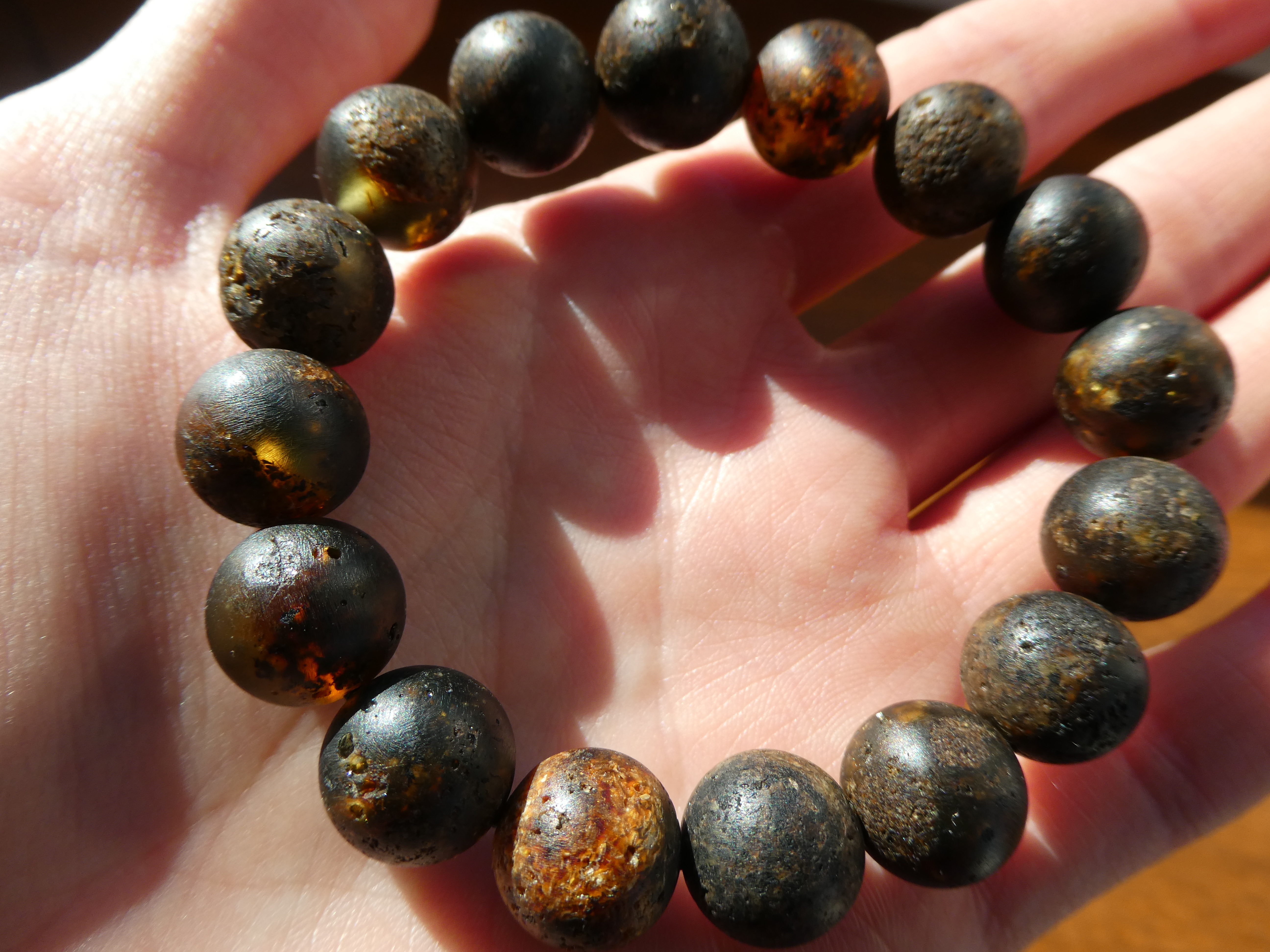 ANCIENT MAGIC Rough Polished Natural Dark Baltic Amber Bracelet