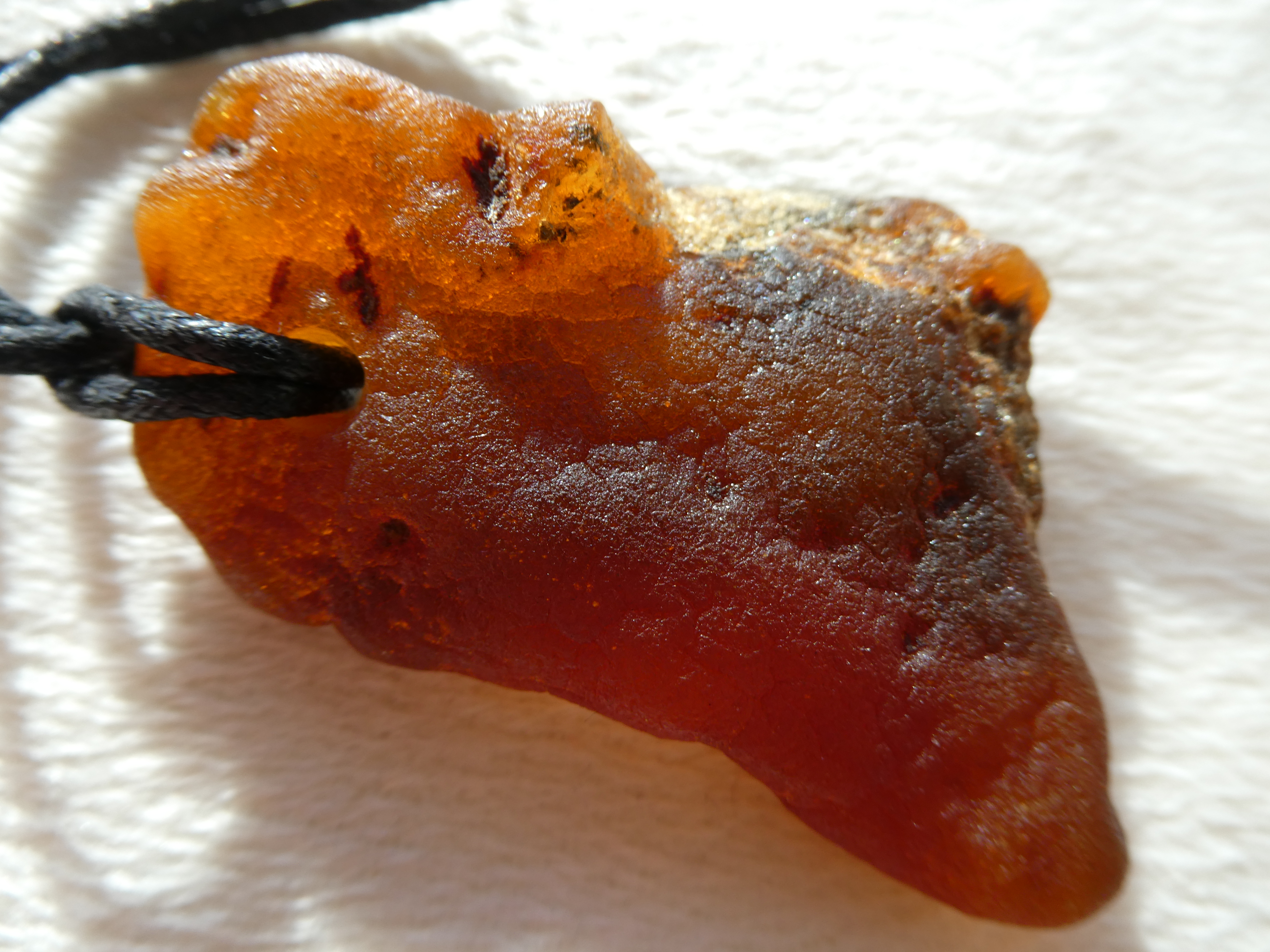 VIBRANT RED Rough Natural Baltic Amber Pendant
