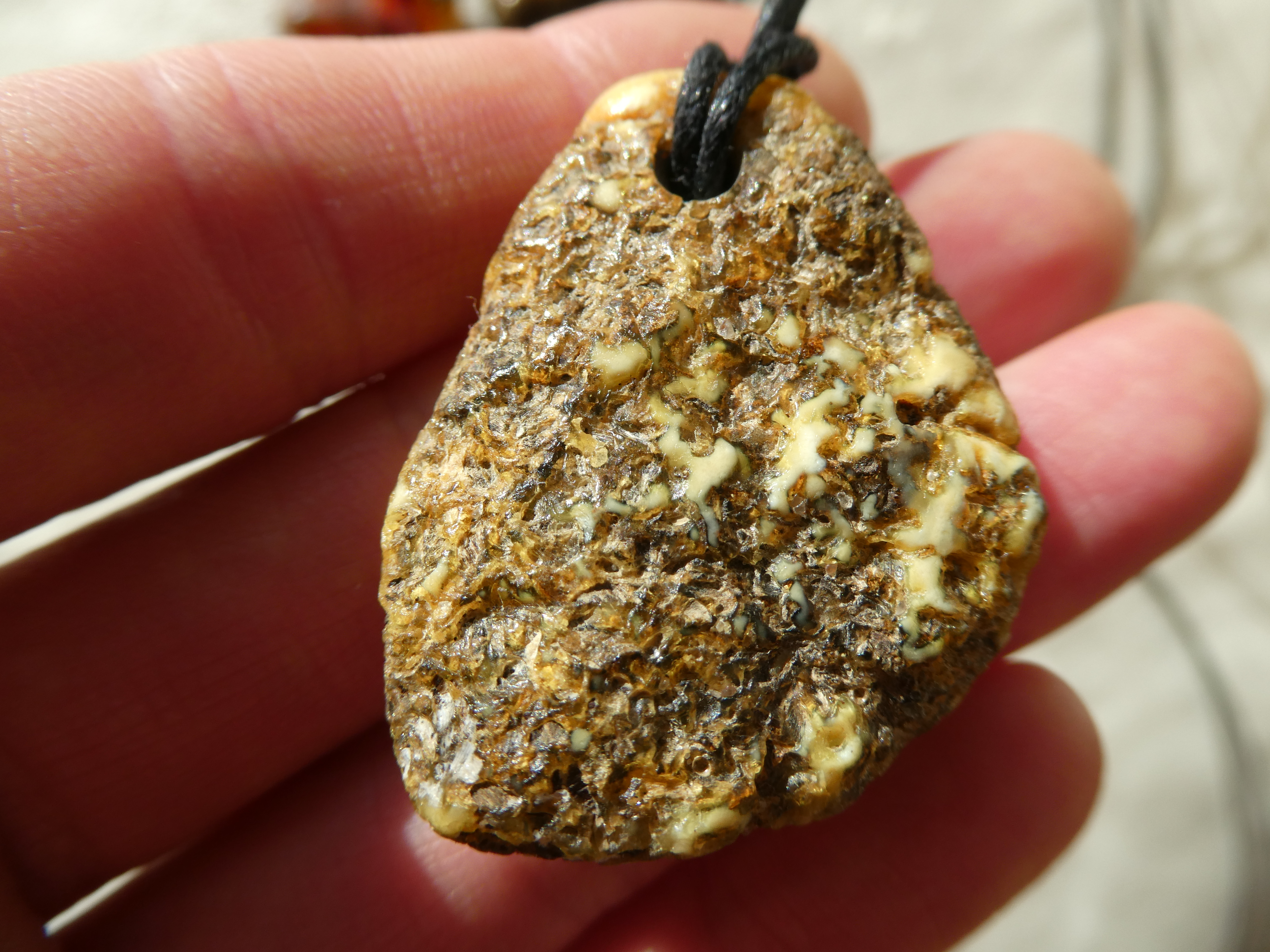 GENTLE HEALER Creamy White Yellow Rough Baltic Amber Pendant