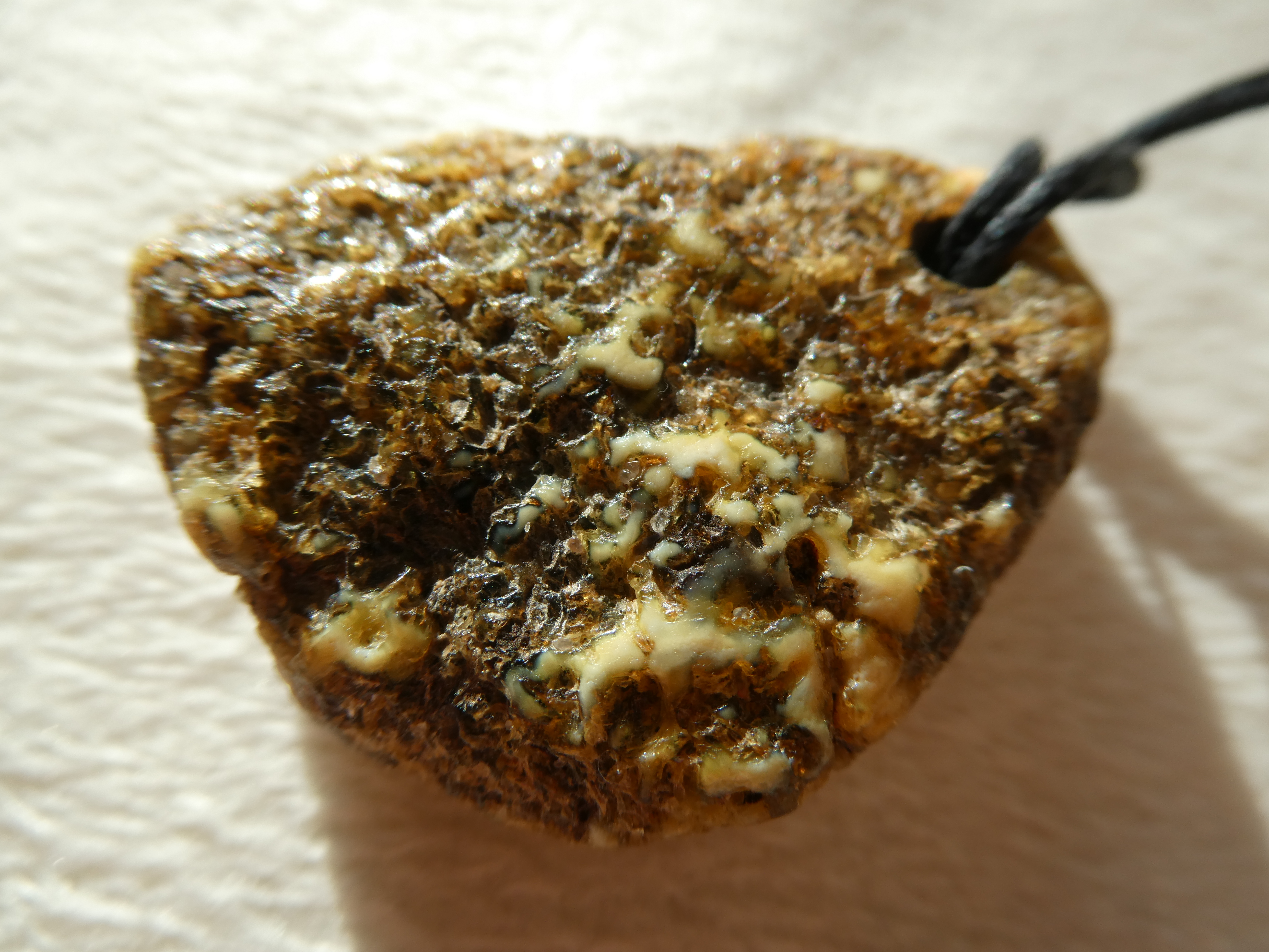 GENTLE HEALER Creamy White Yellow Rough Baltic Amber Pendant