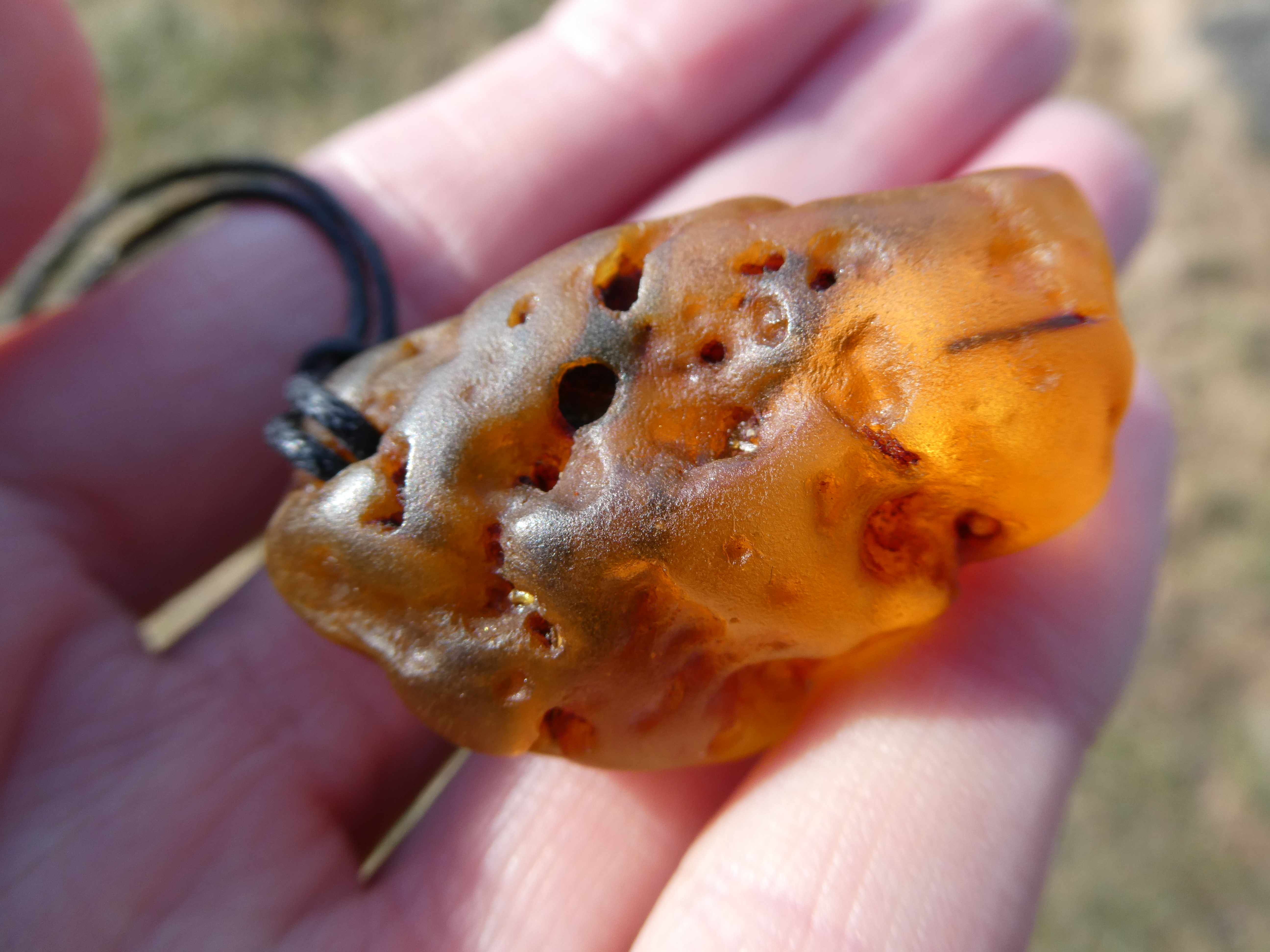 BUBBLES Natural Baltic Amber Pendant / Unique Bubbly Surface / Gorgeous Greenish Yellow Color