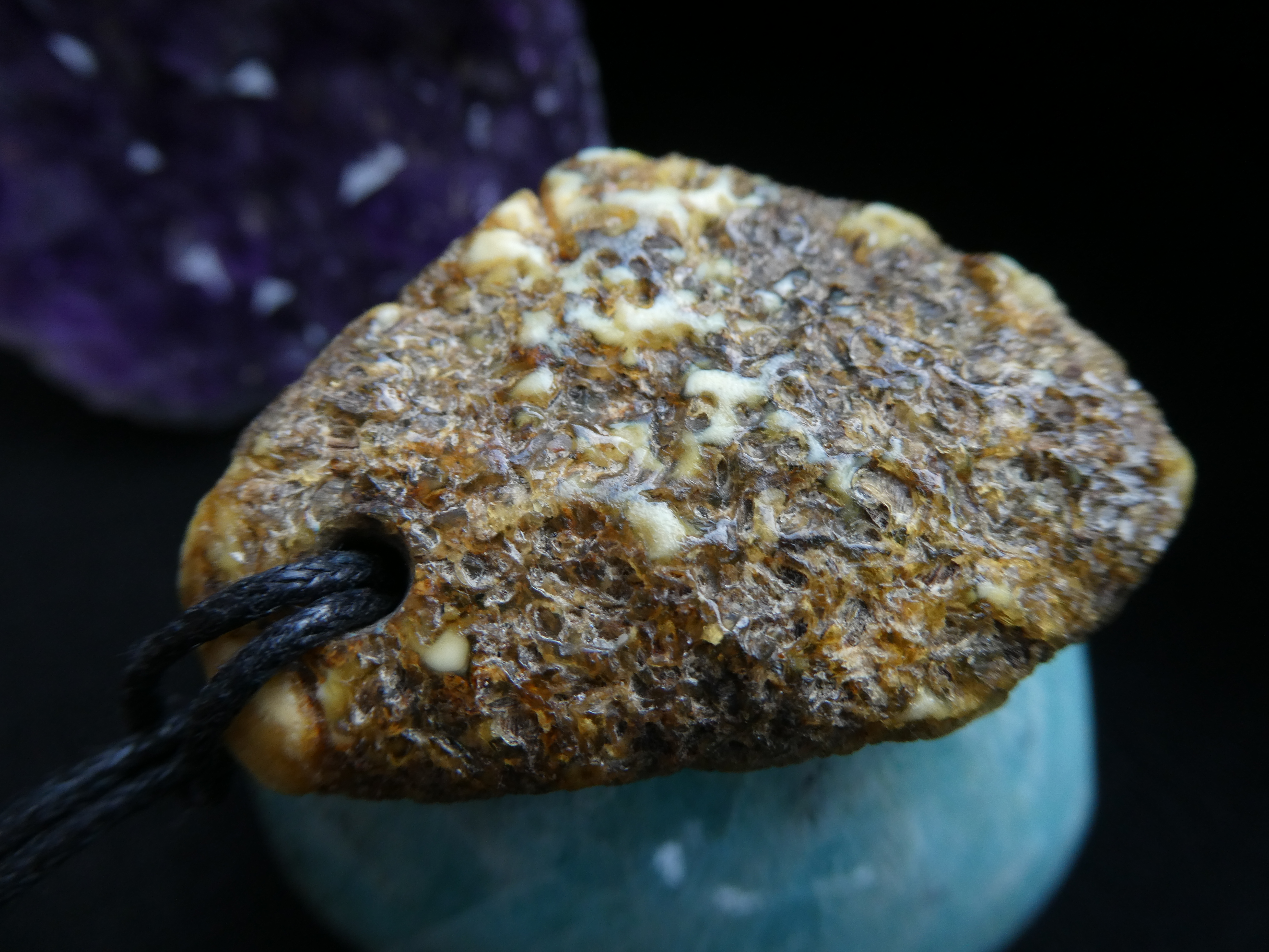 GENTLE HEALER Creamy White Yellow Rough Baltic Amber Pendant