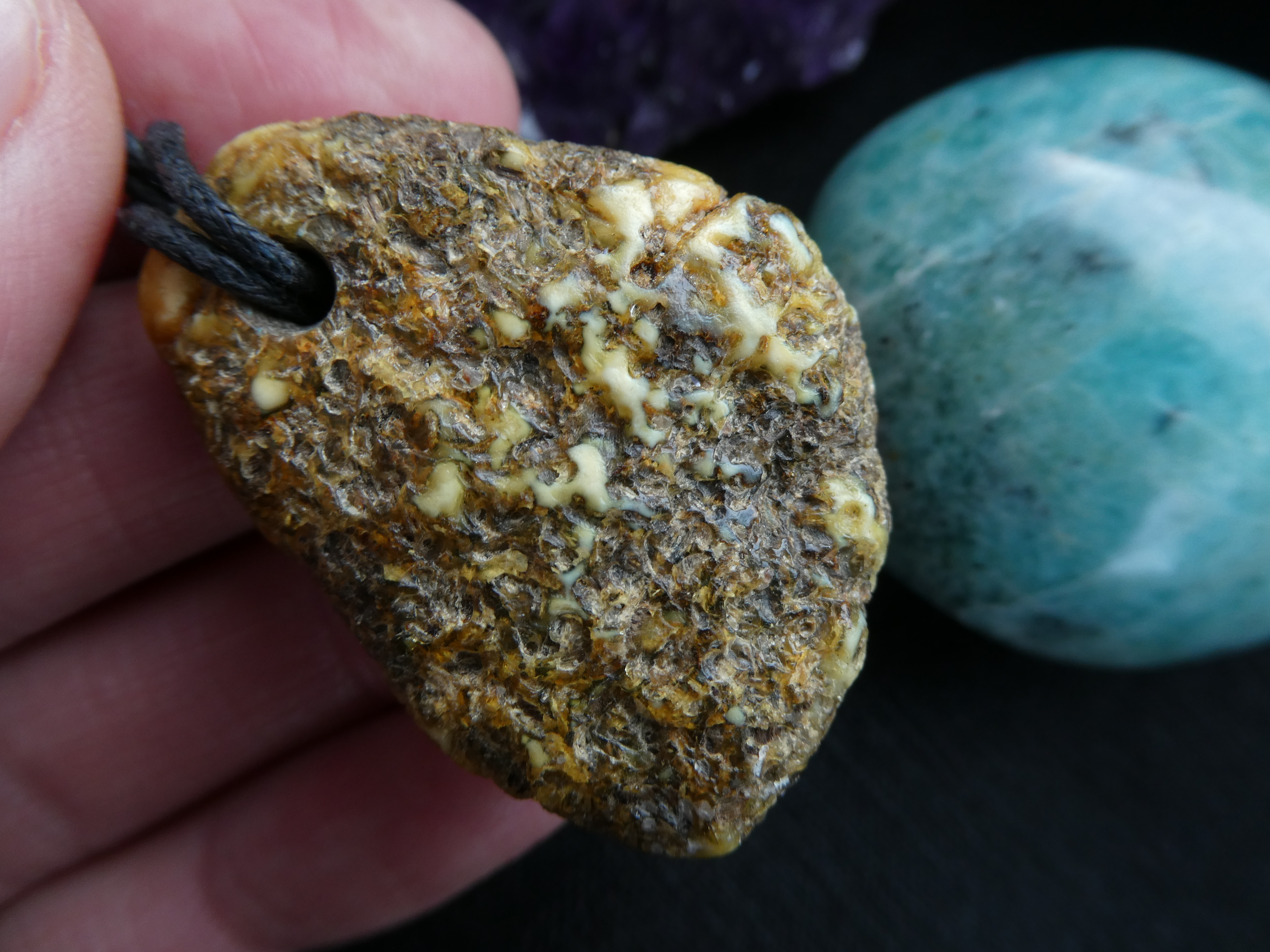 GENTLE HEALER Creamy White Yellow Rough Baltic Amber Pendant