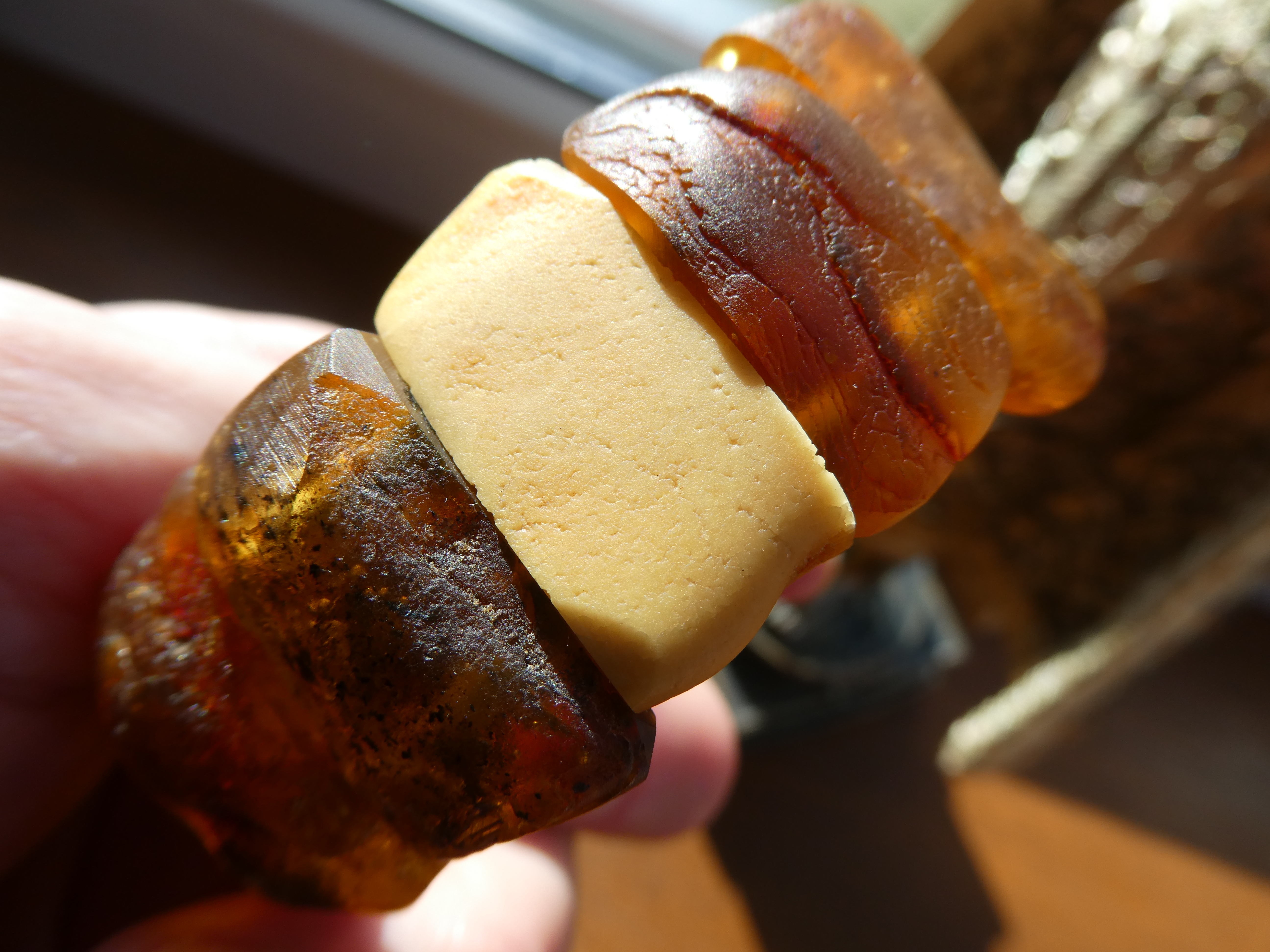 VERY ROUGH HAND POLISHED RADIANT AUTHENTIC COLORFUL AMBER BRACELET