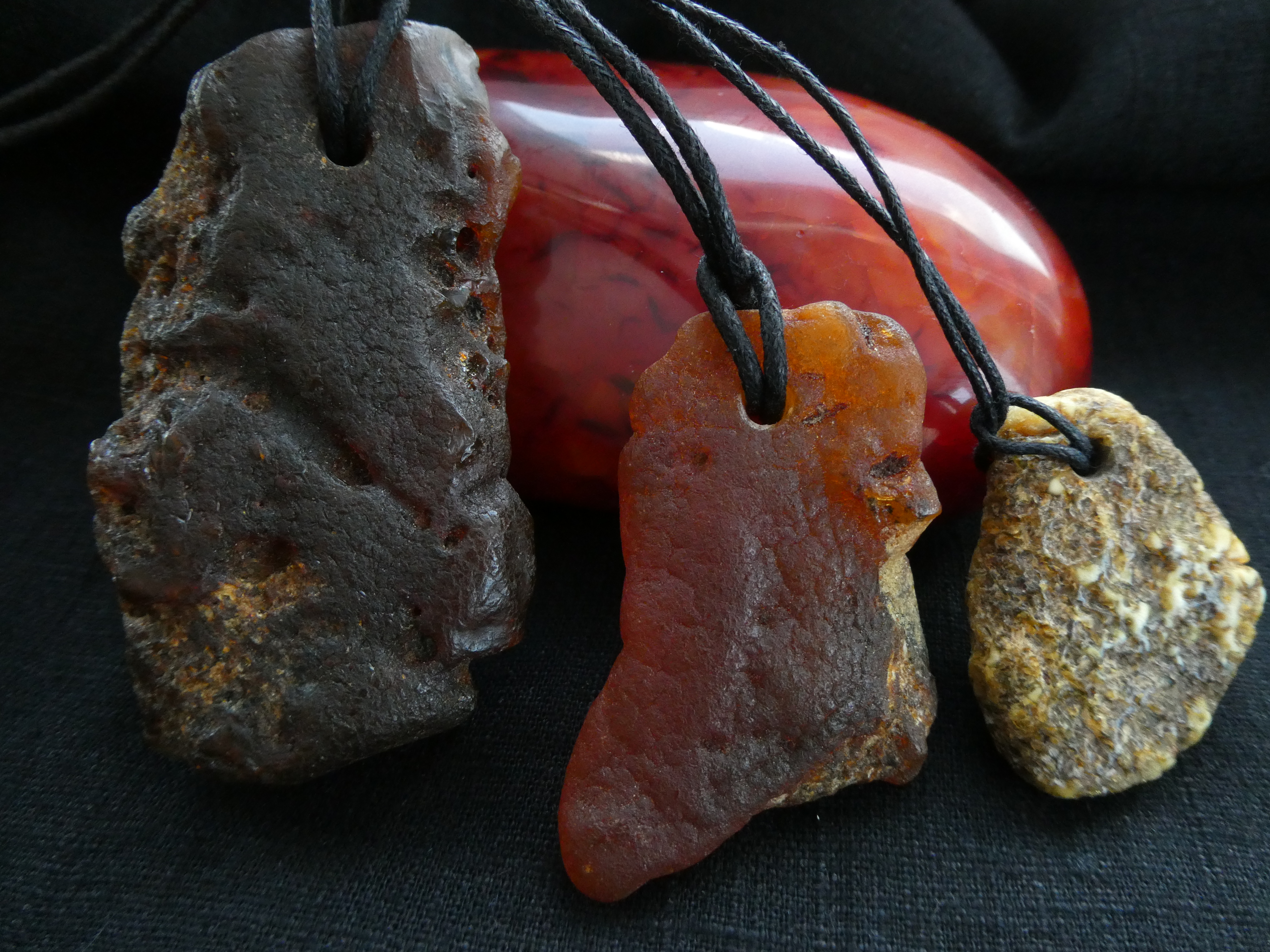 VIBRANT RED Rough Natural Baltic Amber Pendant