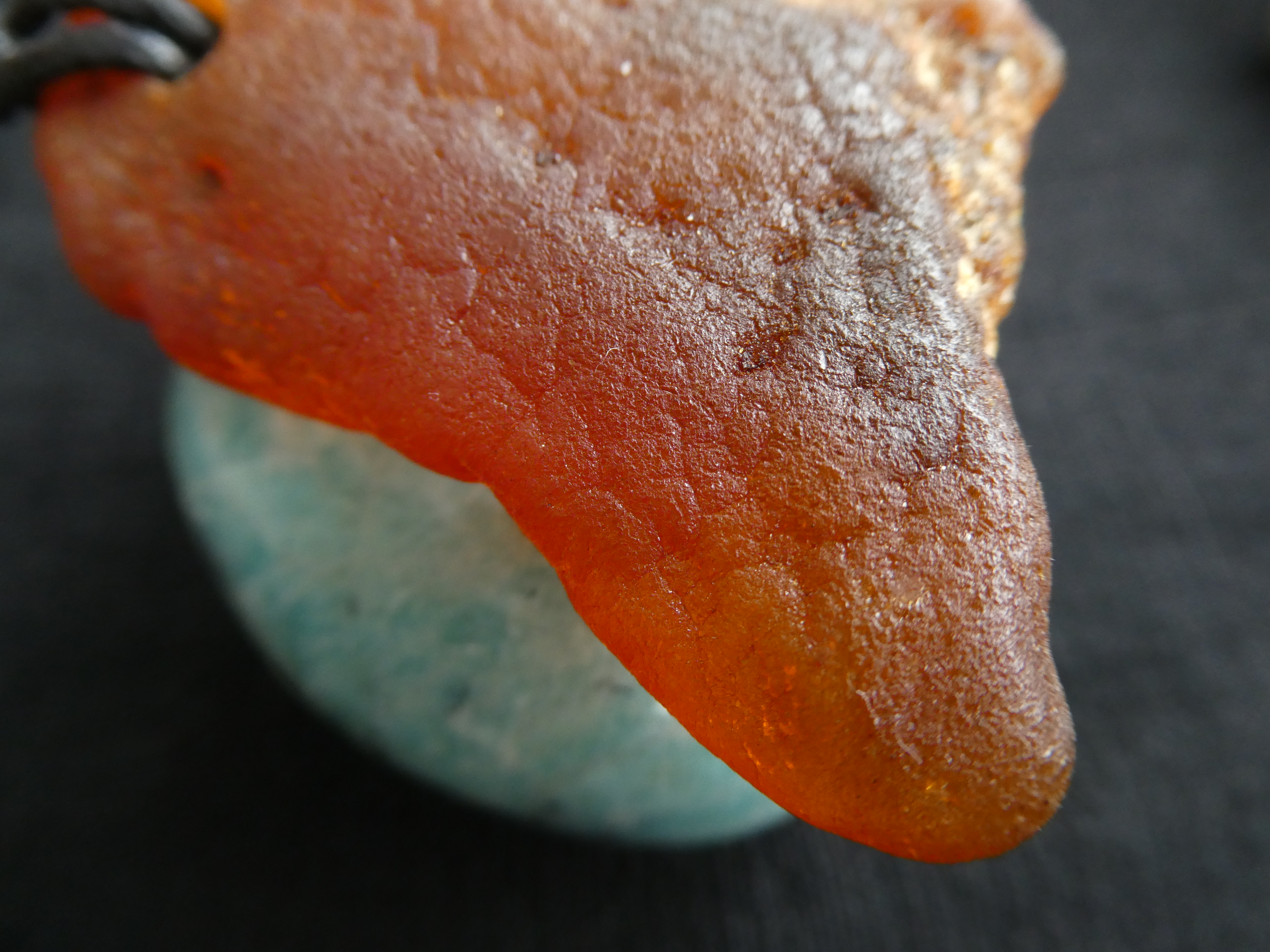 VIBRANT RED Rough Natural Baltic Amber Pendant