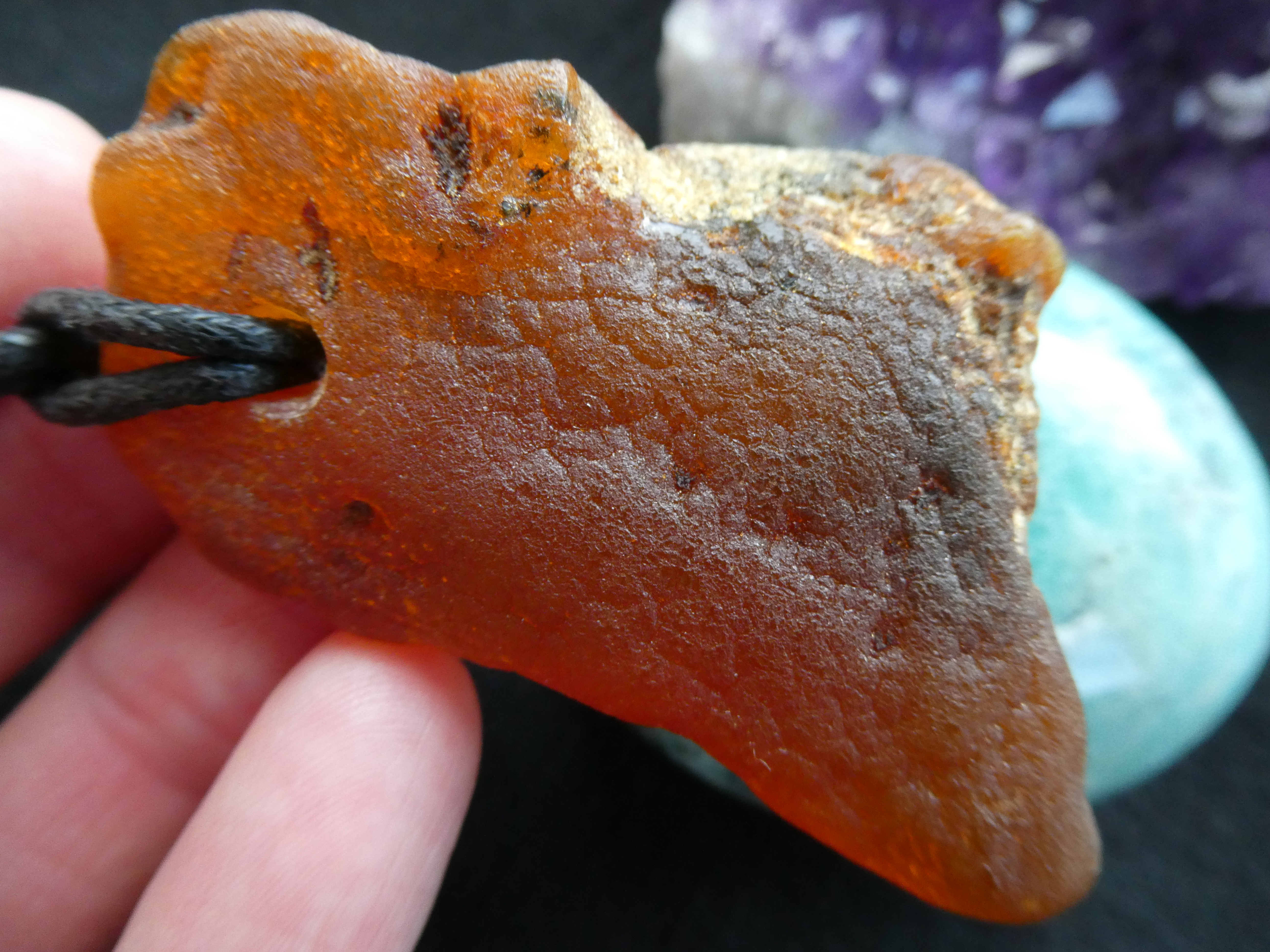 VIBRANT RED Rough Natural Baltic Amber Pendant