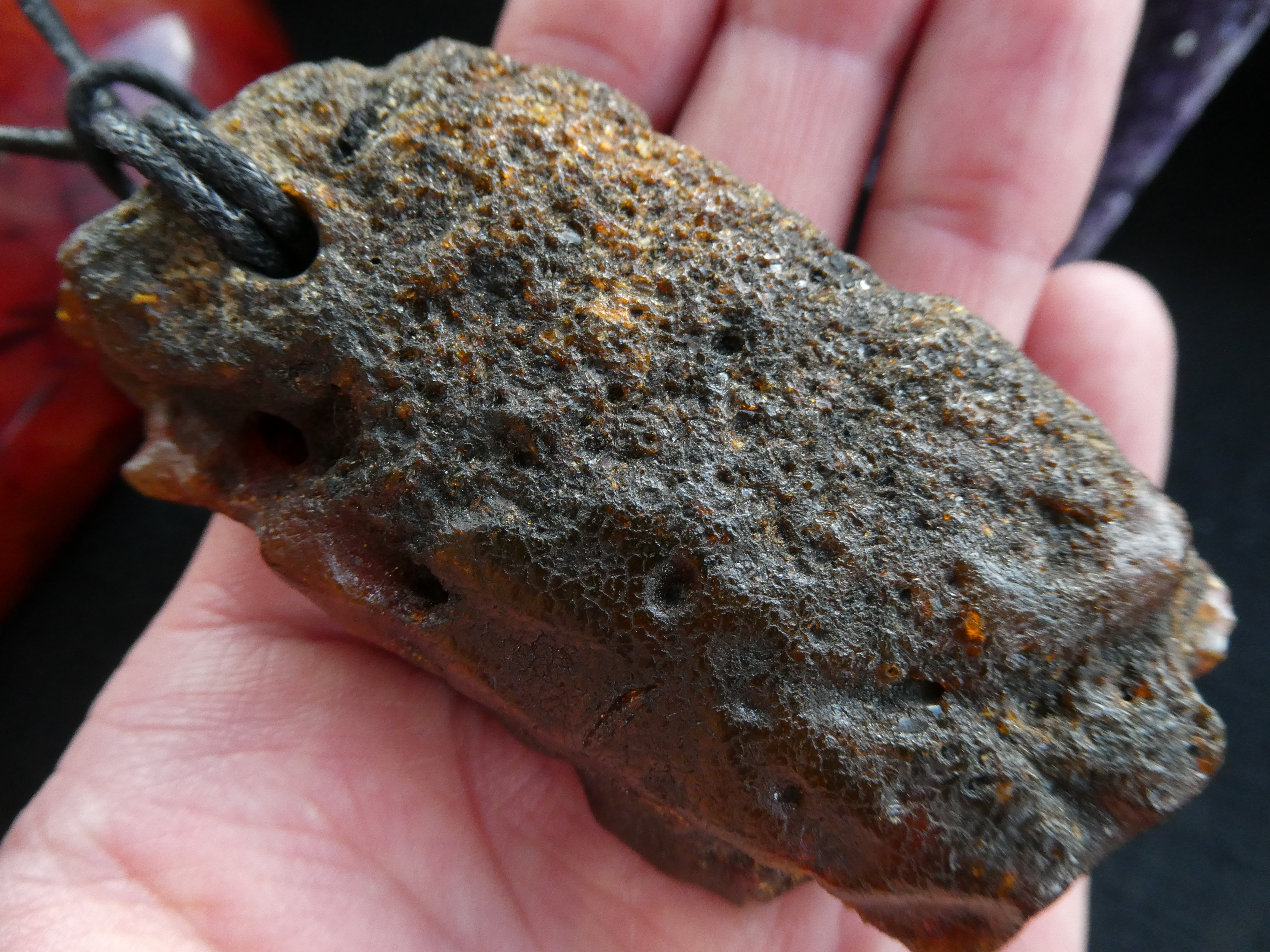 THE ANCESTORS SHOUT Completely Rough Natural Huge Baltic Amber Pendant
