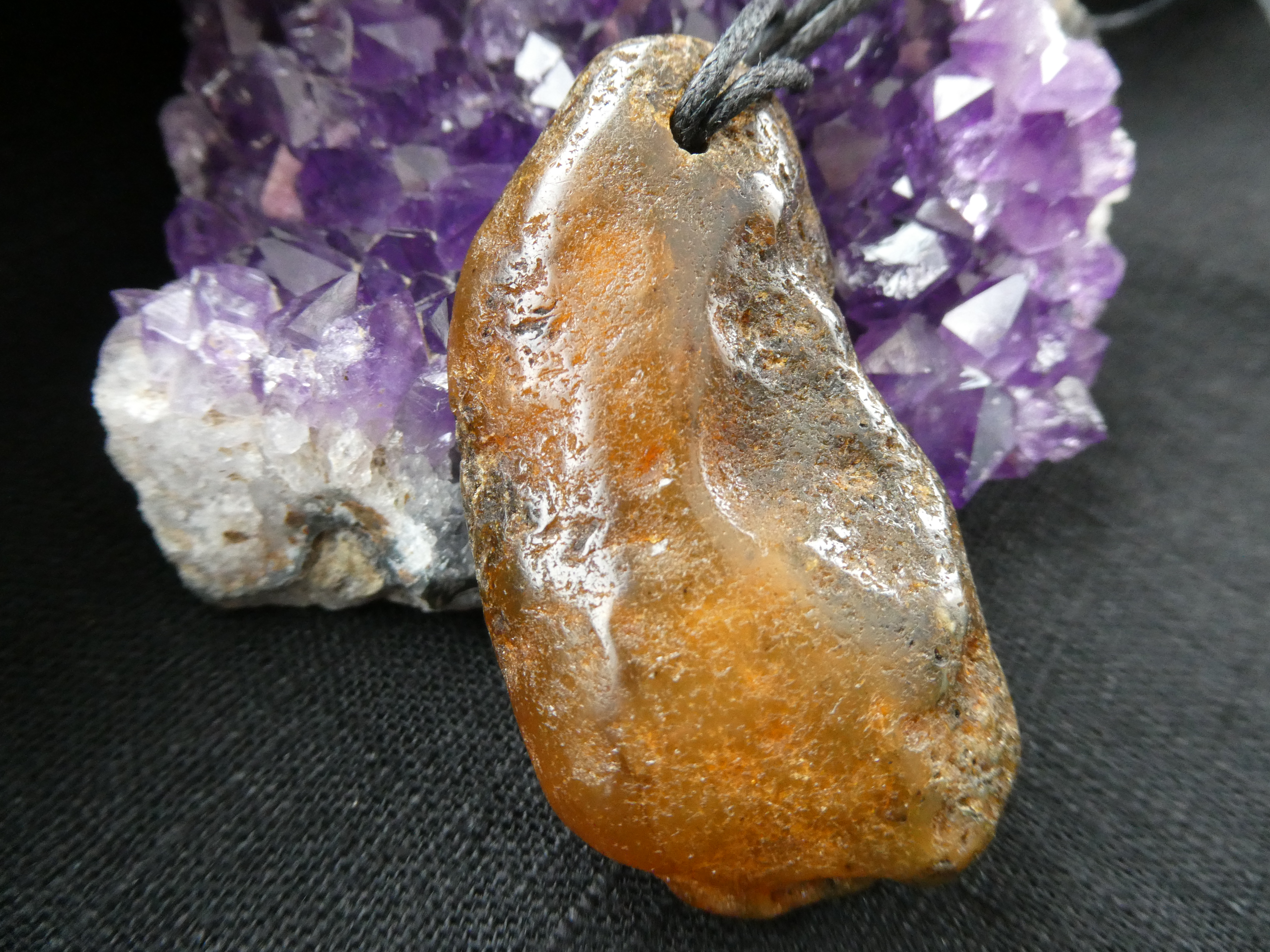 TWO Natural Baltic Amber Pendant With Fascinating Greenish Brown Color